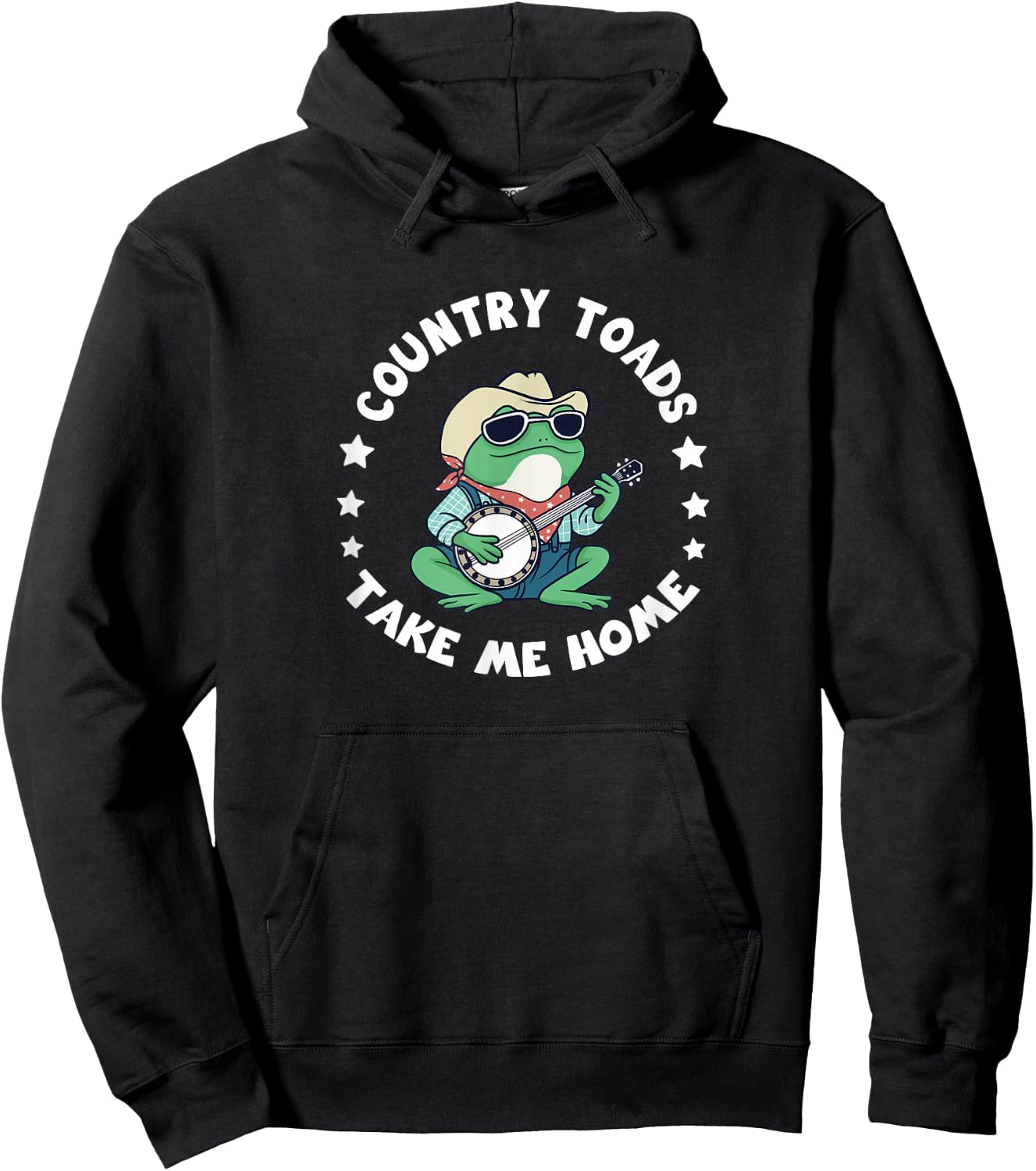 Country Toads Take Me Home, Cool Cowboy Toad Playing Music Hoodie - Hoodie | Black