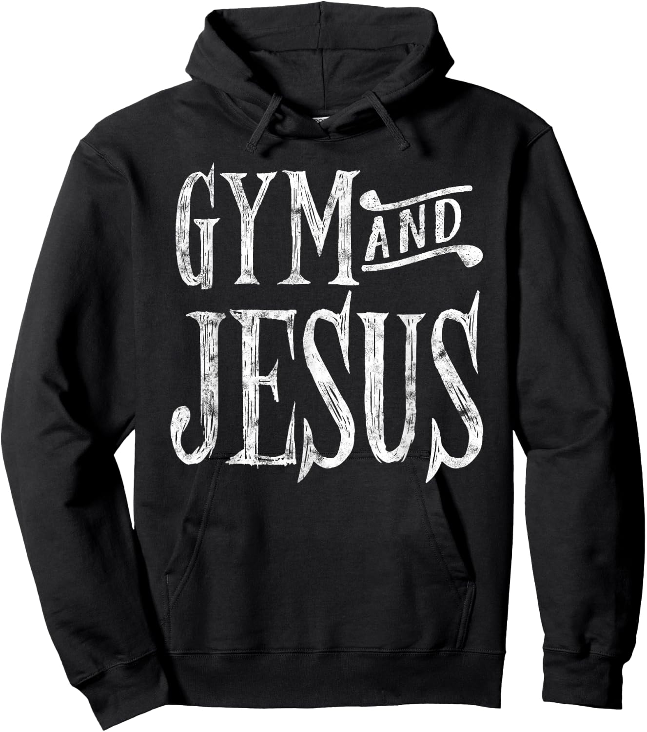 Distressed Gym and Jesus Christian Workout Hoodie - Hoodie | Black