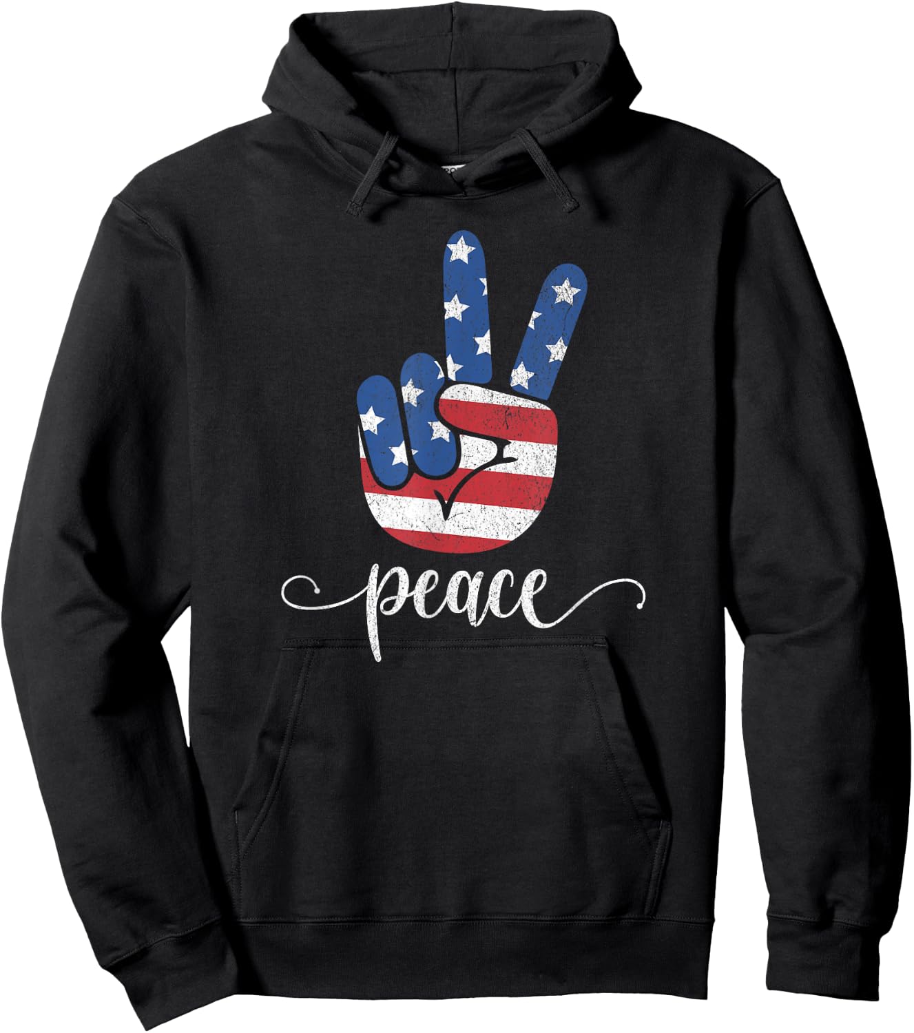 American Flag Peace Patriotic America 1776 USA 4th Of July Hoodie - Hoodie | Black