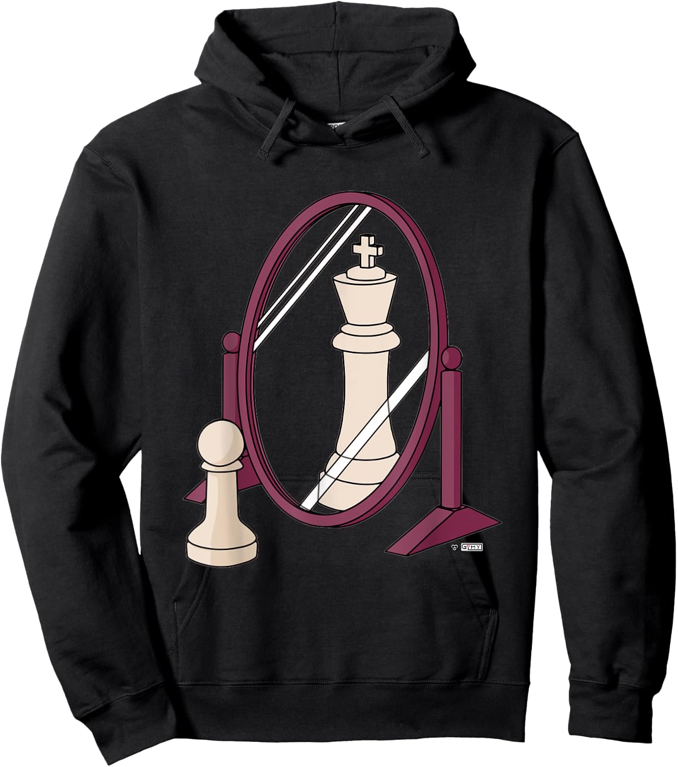Funny Pawn King Reflection, Pawn King Chess Piece Reflection Hoodie - Hoodie | Black