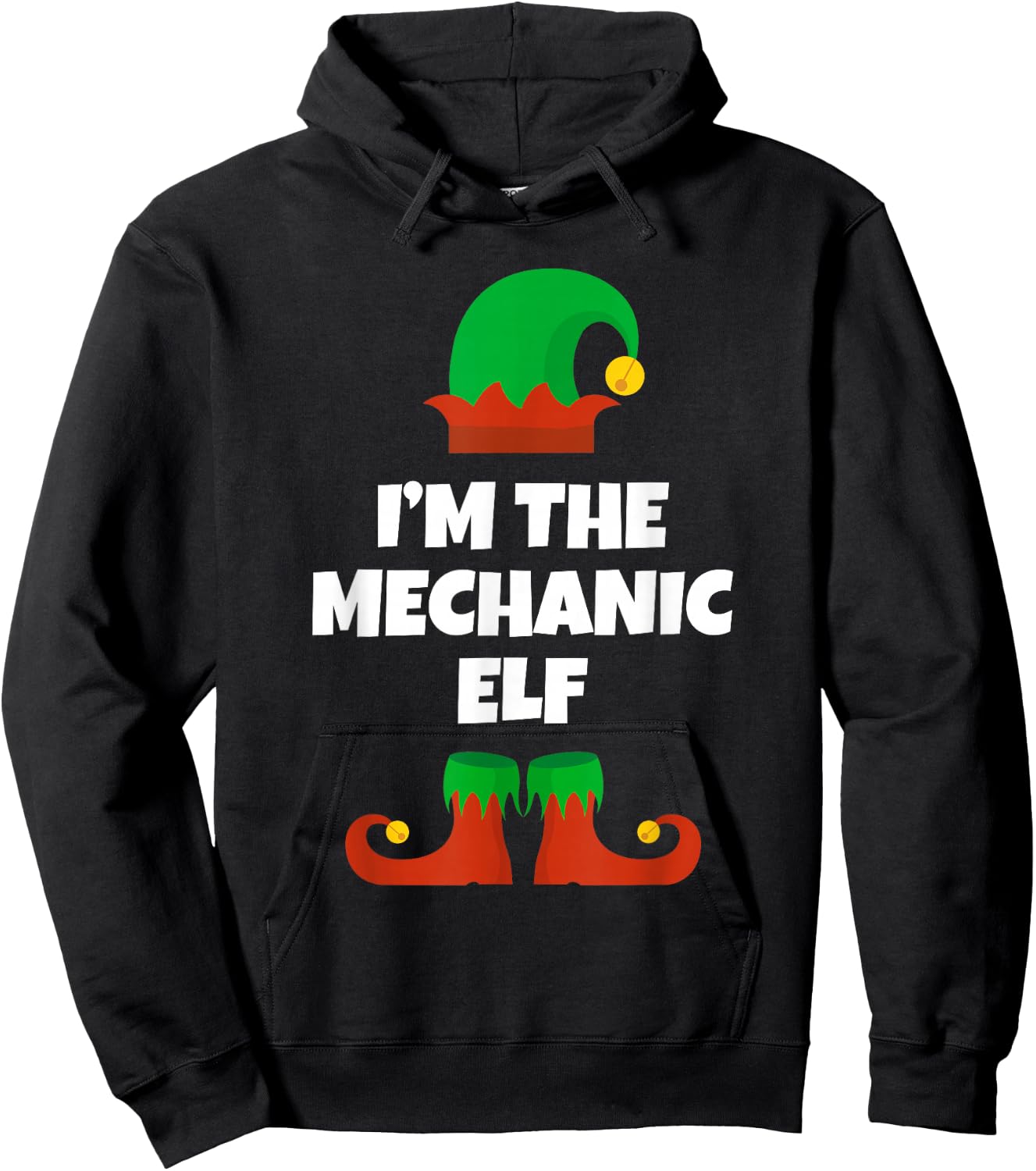 I'm The Mechanic Elf Family Pajama Christmas Funny Hoodie - Hoodie | Black