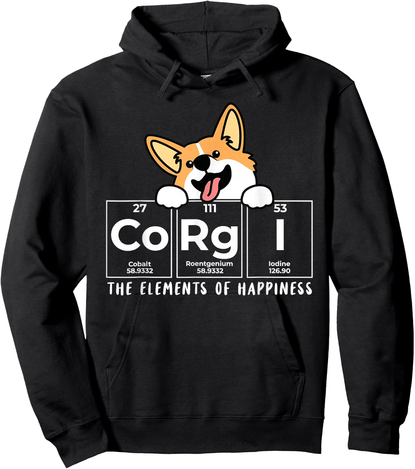 Corgi Funny Elements of Happiness Corgi Dog Lover Hoodie - Hoodie | Black