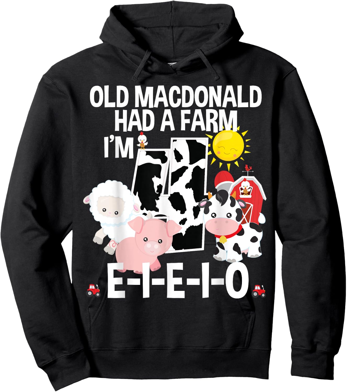 Toddler Kids Old MacDonald 4th Birthday Party Nursery Song Hoodie - Hoodie | Black