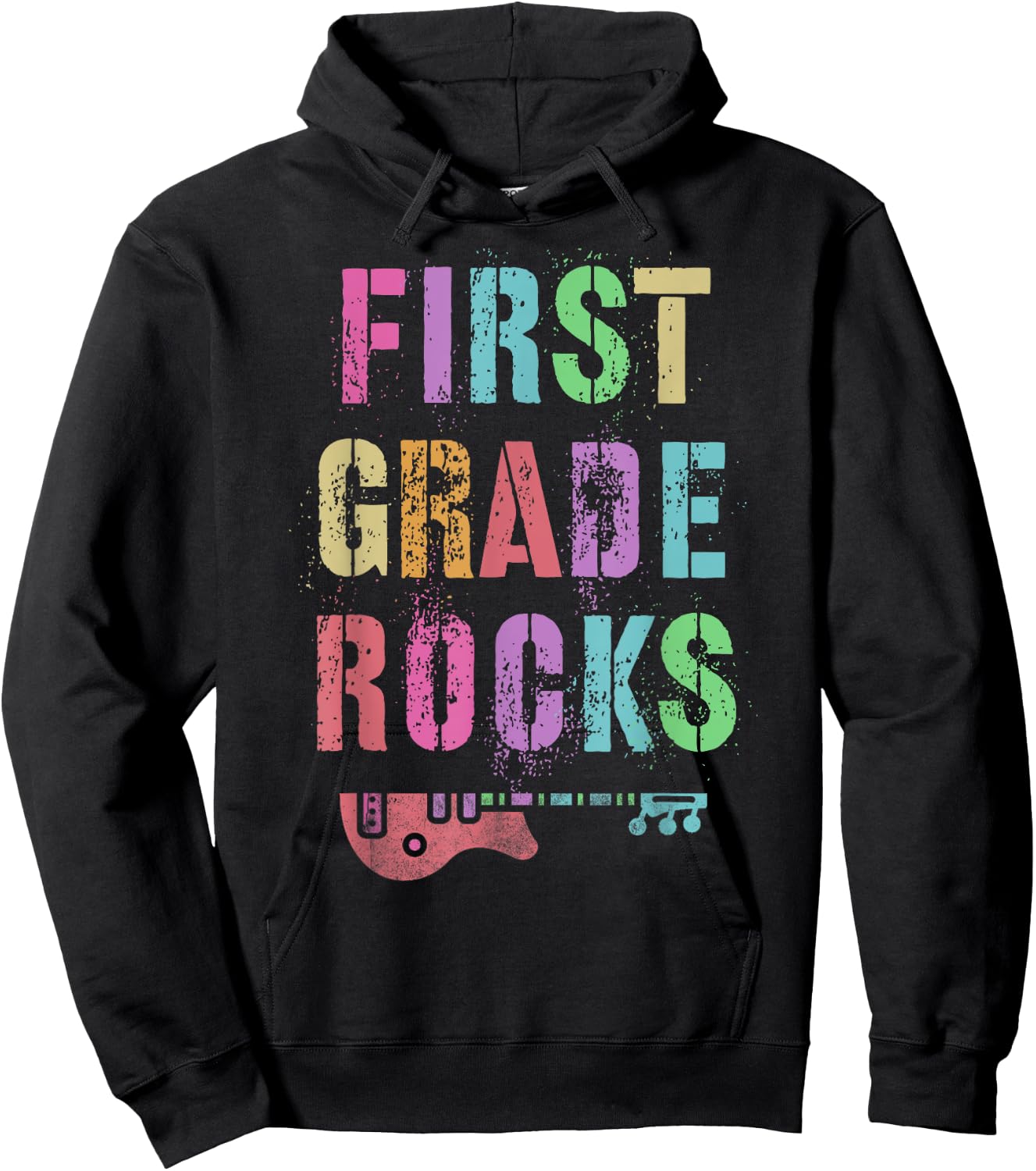 Hello 1st GRADE ROCKS Teacher Team FIRST Gr Vibes Rockstar Women Kids Hoodie - Hoodie | Black