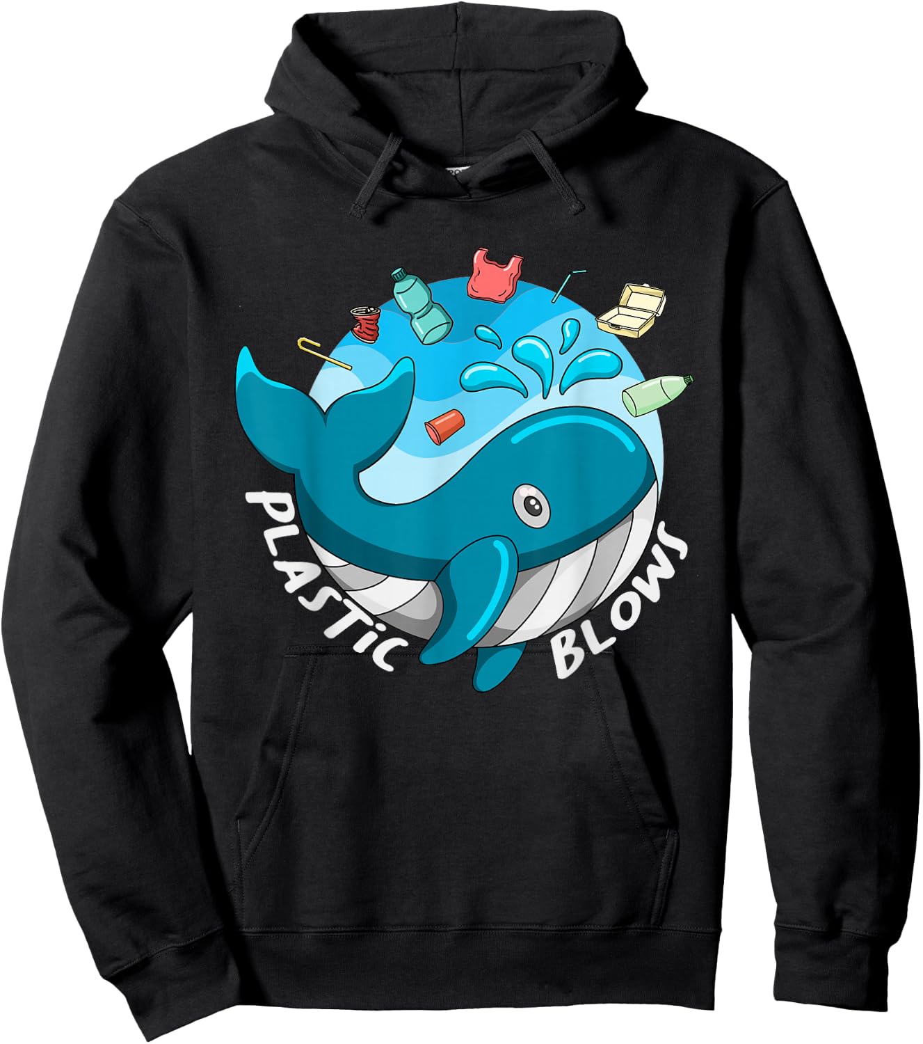 Whale Earth Day Plastic Blows Sea Pollution Recycle Hoodie - Hoodie | Black