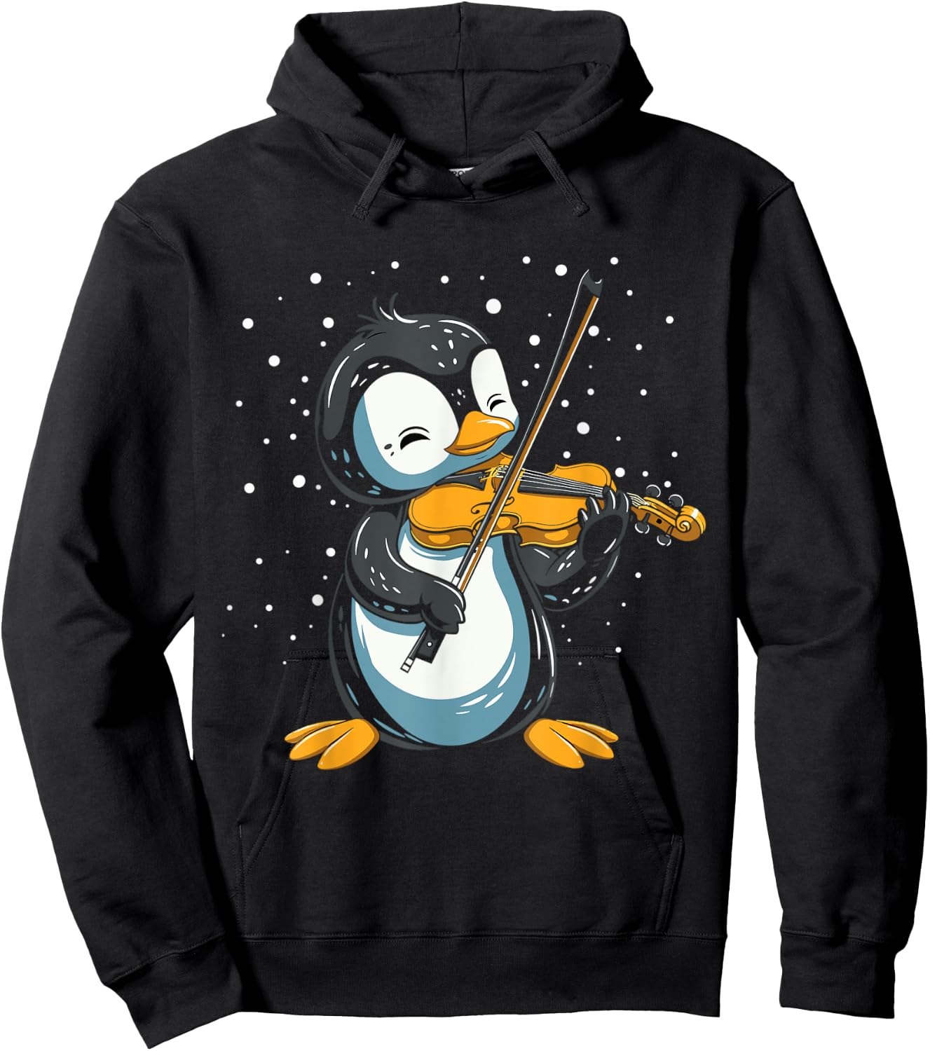 Funny Penguin Playing Violin Musician Band Violinist Music Hoodie - Hoodie | Black