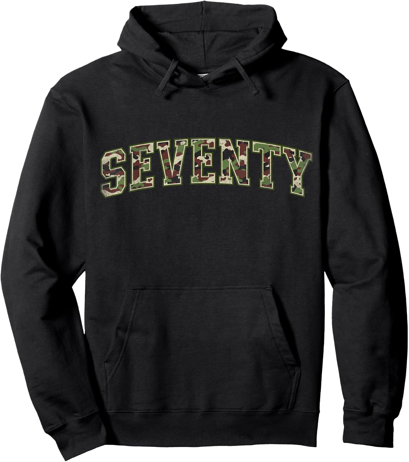 Camo 70th Birthday Camourflage Varsity Text 70 Year Old Hoodie - Hoodie | Black
