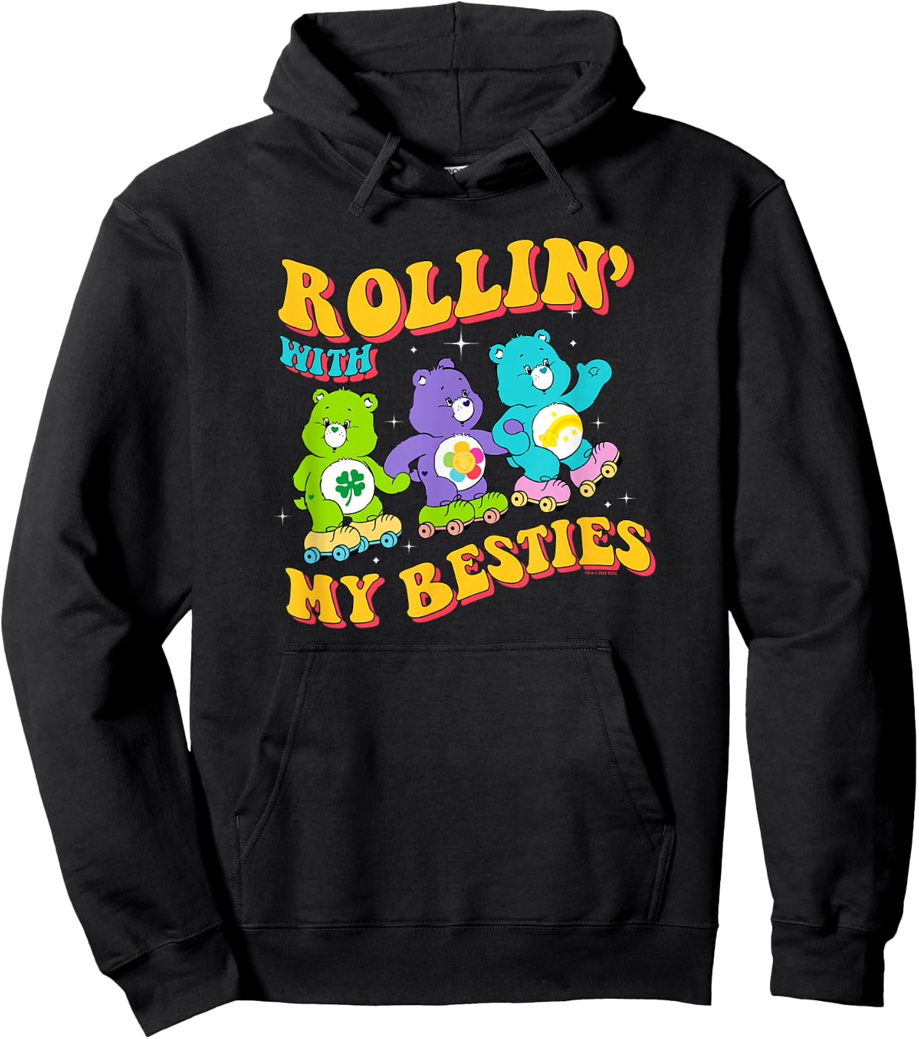 Care Bears Rollin' With My Besties Vintage Skating Trio Hoodie - Hoodie | Black
