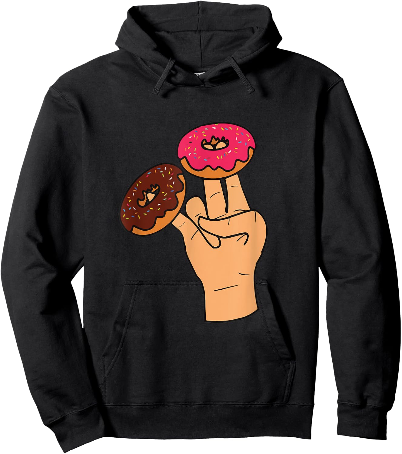 Cool Donuts Cartoon Illustration Novelty Graphic Designs Hoodie - Hoodie | Black