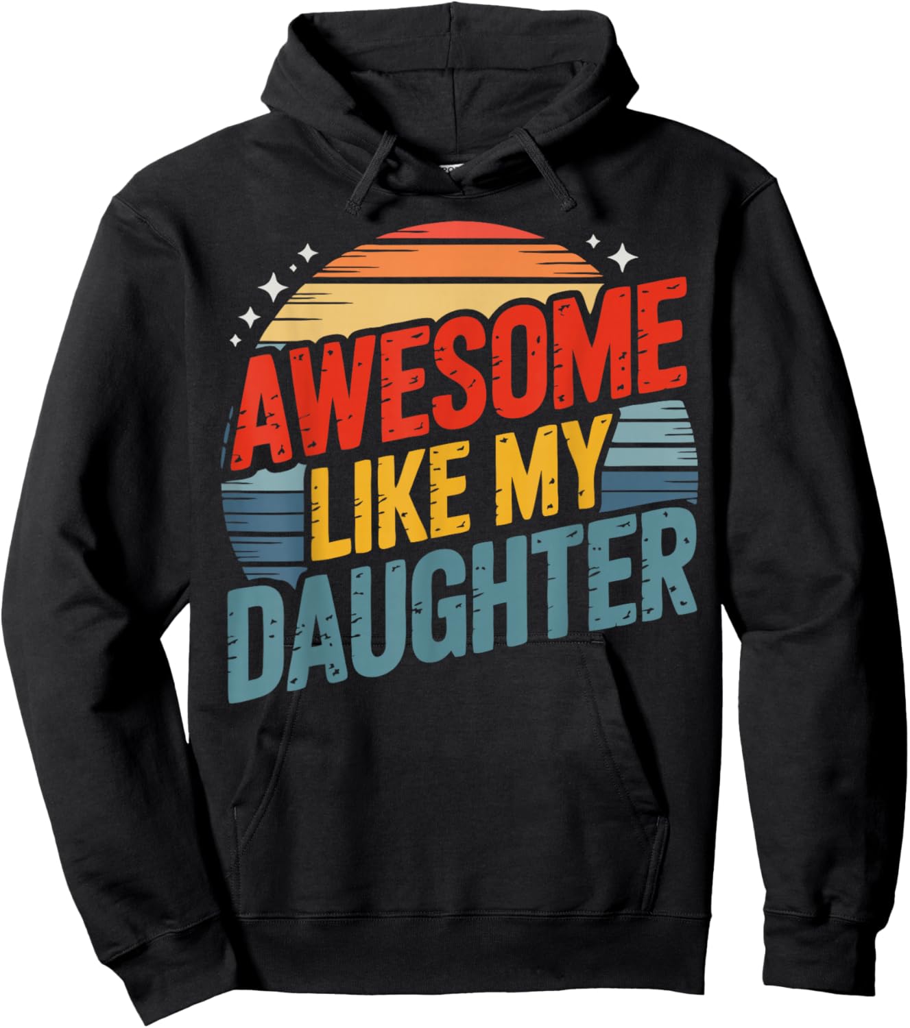 Awesome Like My Daughter with Rainbow Vintage Men Father Day Hoodie - Hoodie | Black