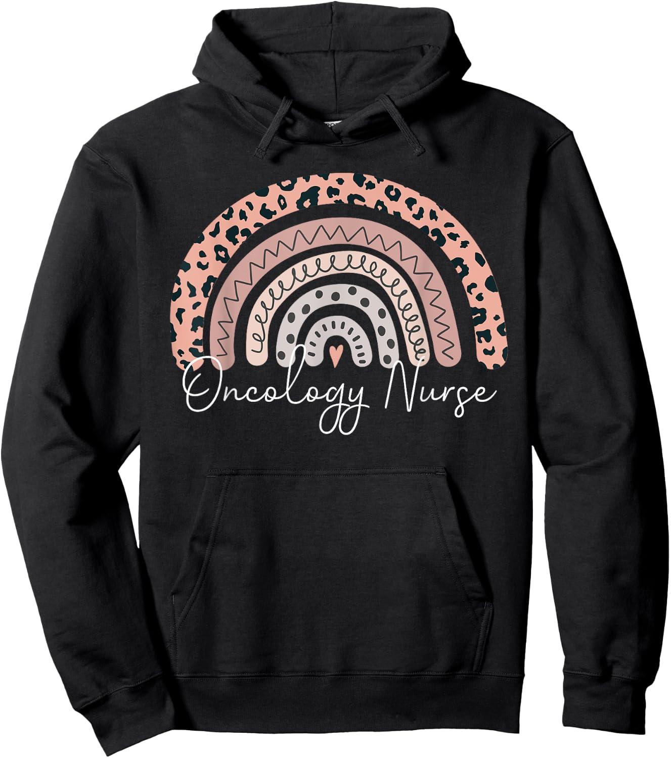 Oncology Nurse Leopard Rainbow Registered Nurse RN Nursing Hoodie - Hoodie | Black