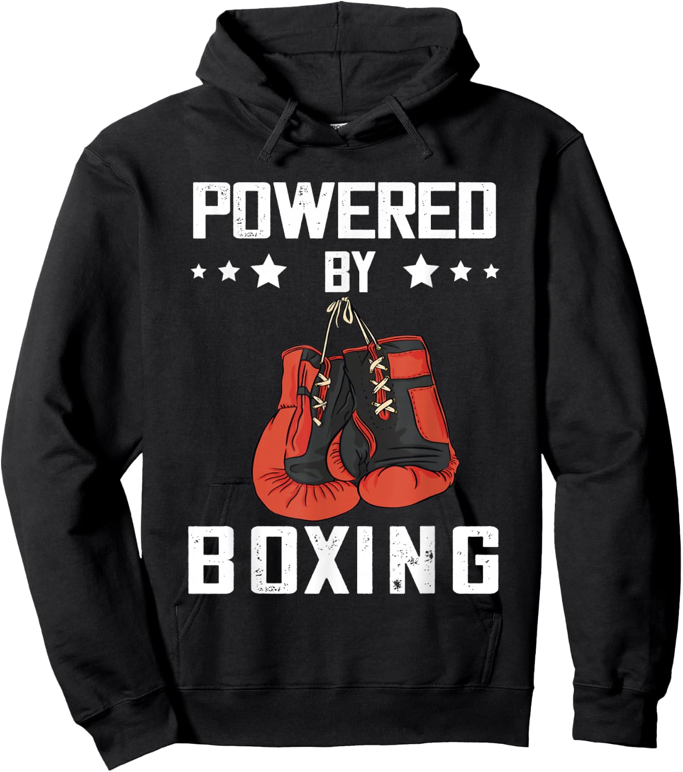 Boxing Gloves Powered By Boxing Boxer Kickboxer Boxing Hoodie - Hoodie | Black