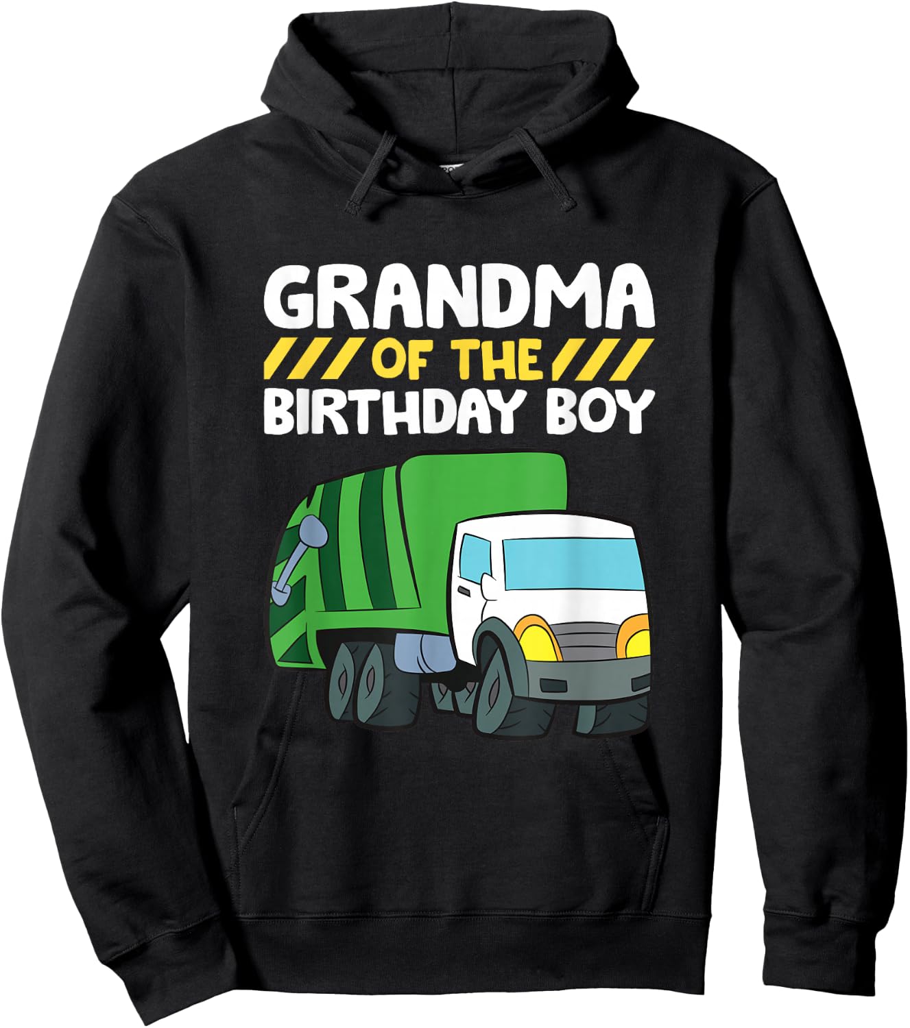 Grandma Of The Birthday Boy Garbage Truck Birthday Party Hoodie - Hoodie | Black