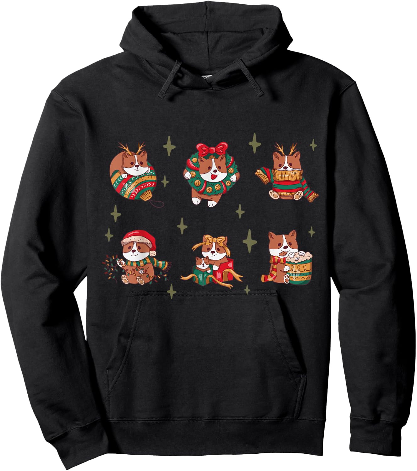 Ugly Cute Corgi Dog Christmas Sweater Hoodie - Hoodie | Black