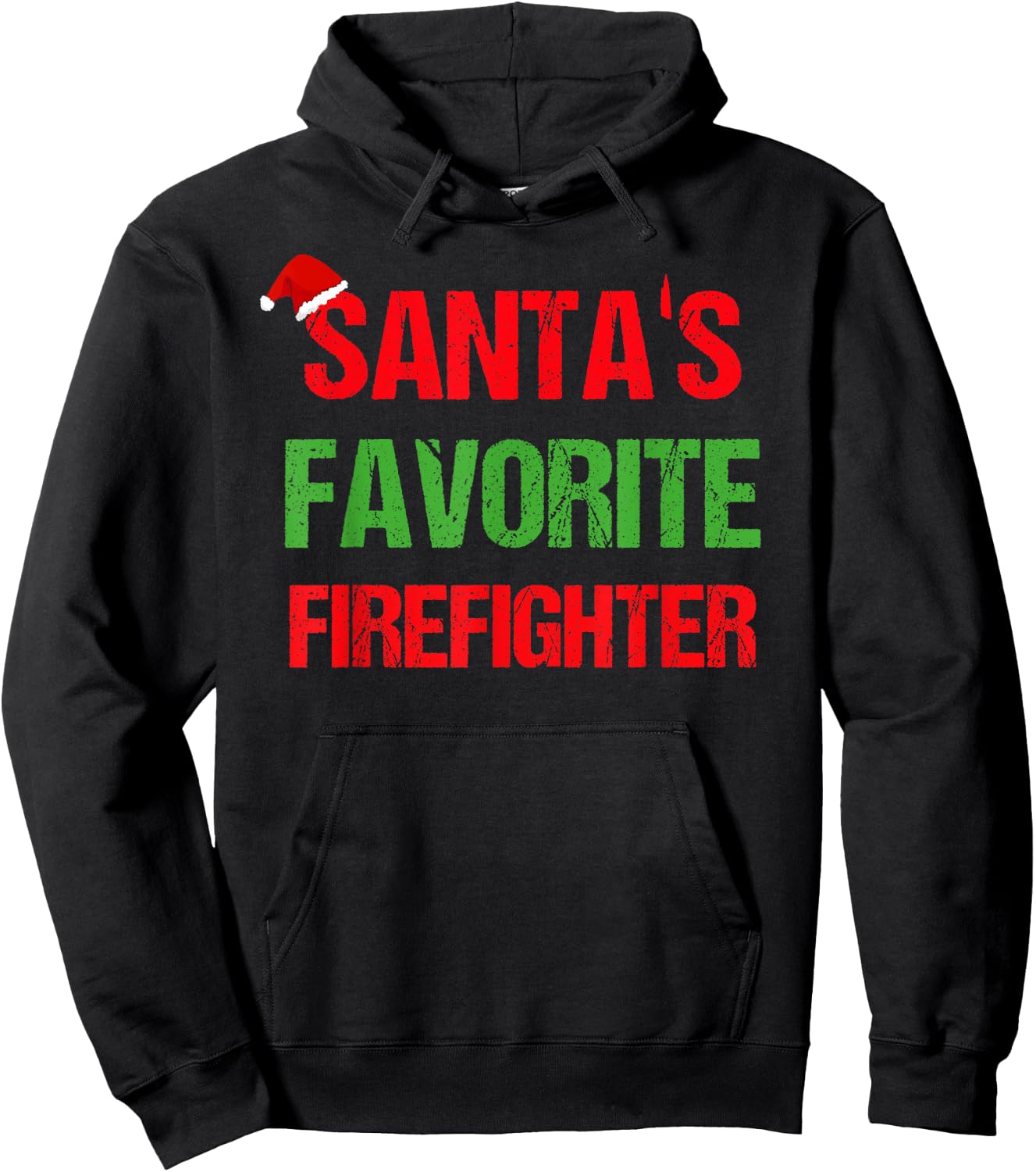 Santas Favorite Firefighter Funny Ugly Christmas Shirt Gift Hoodie - Hoodie | Black
