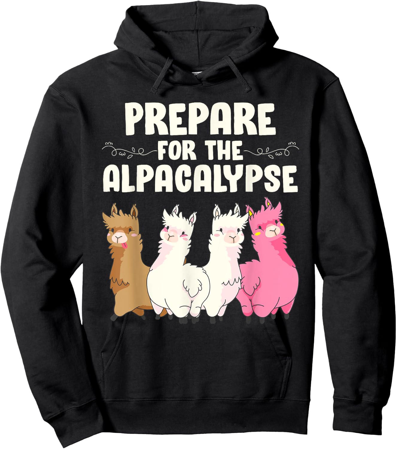 Alpacas PREPARE FOR THE ALPACALYPSE Alpaca Hoodie - Hoodie | Black