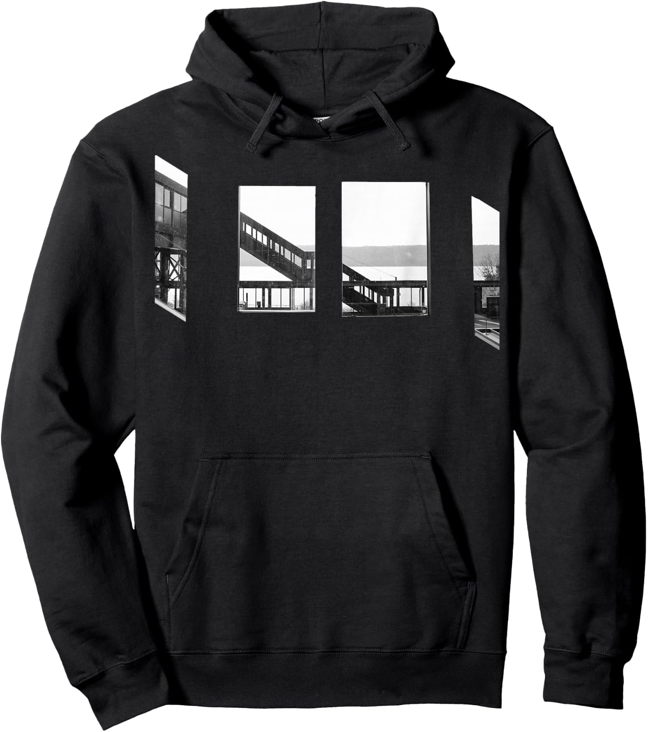 Black and White Industrial Urban Street -Shirt Hoodie - Hoodie | Black