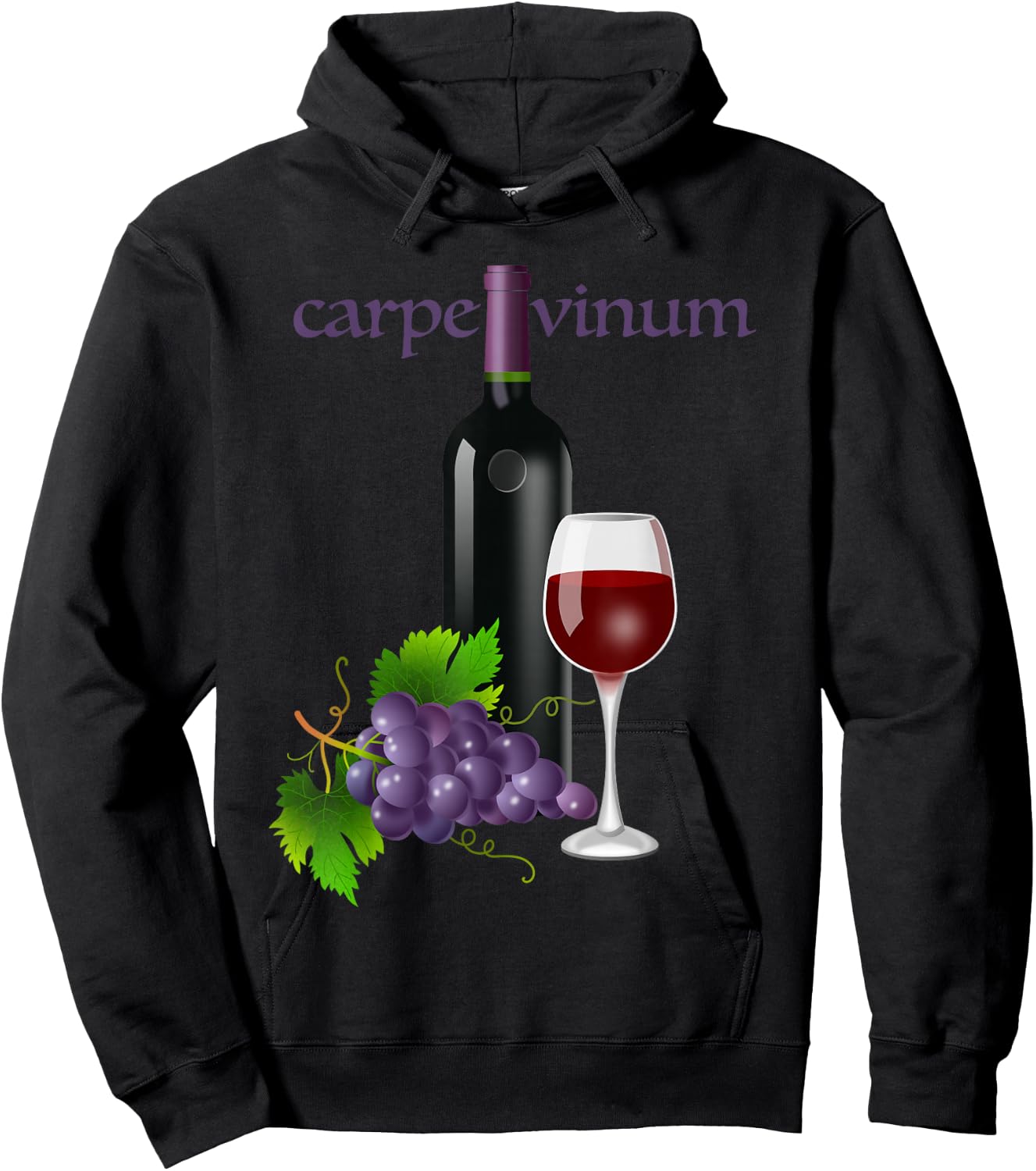 Latin Phrase - Carpe Vinum (Seize the Wine) Hoodie - Hoodie | Black