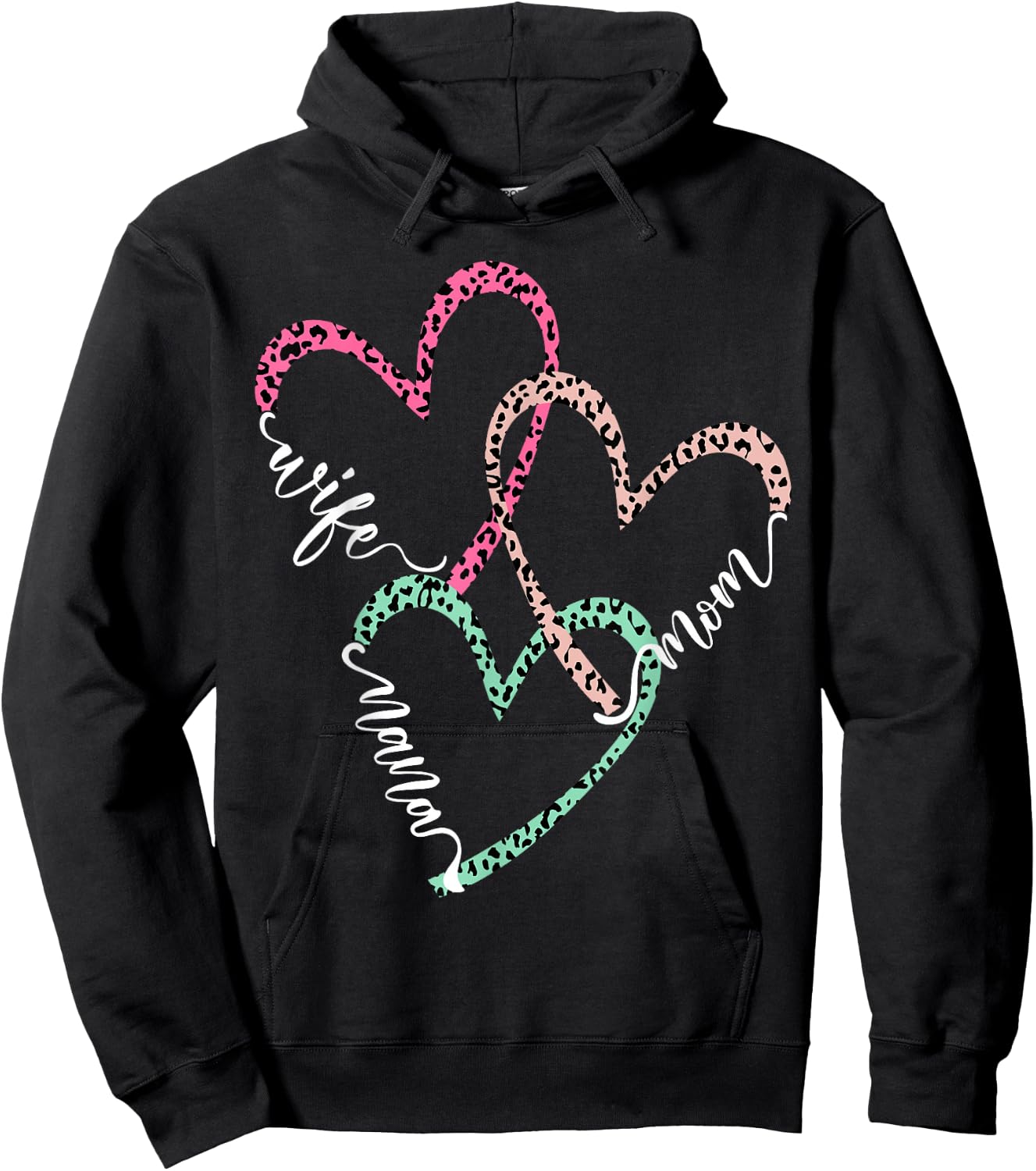 Women I Have Three Titles Wife Mom Nana Leopard Plaid hearts Hoodie - Hoodie | Black