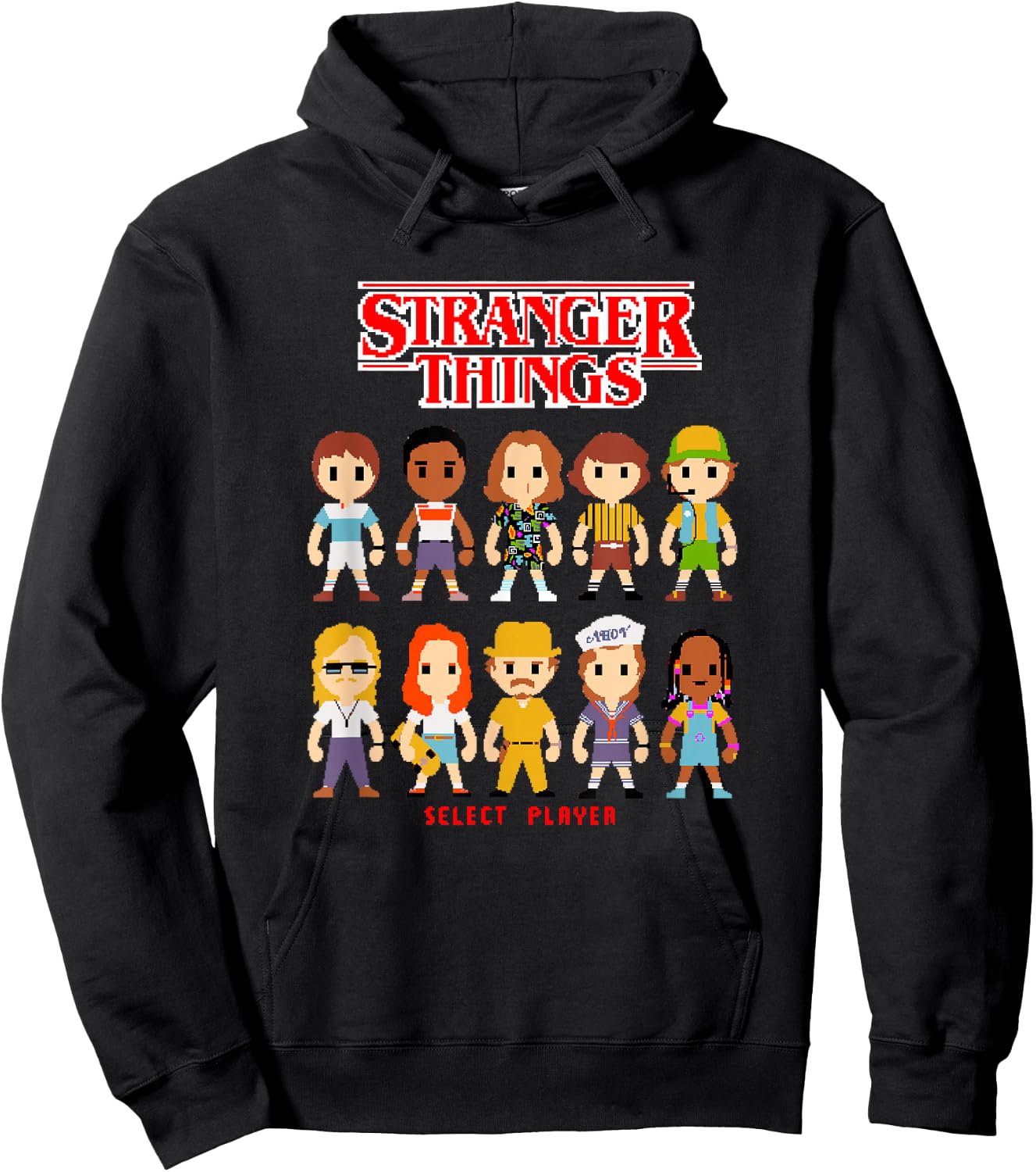 Stranger Things Retro Video Game Pixel Chibi Group Icons Hoodie - Hoodie | Black