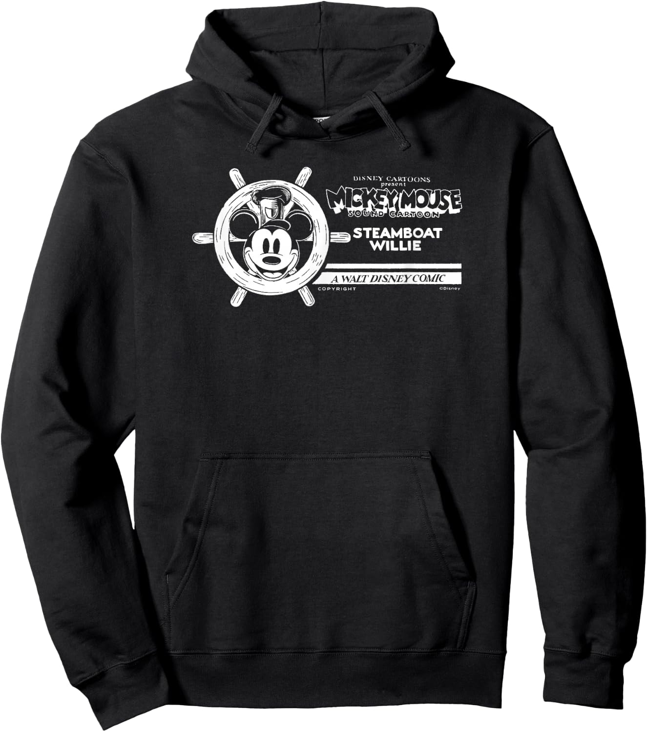 Disney Mickey And Friends Steamboat Willie Steering Wheel Hoodie - Hoodie | Black