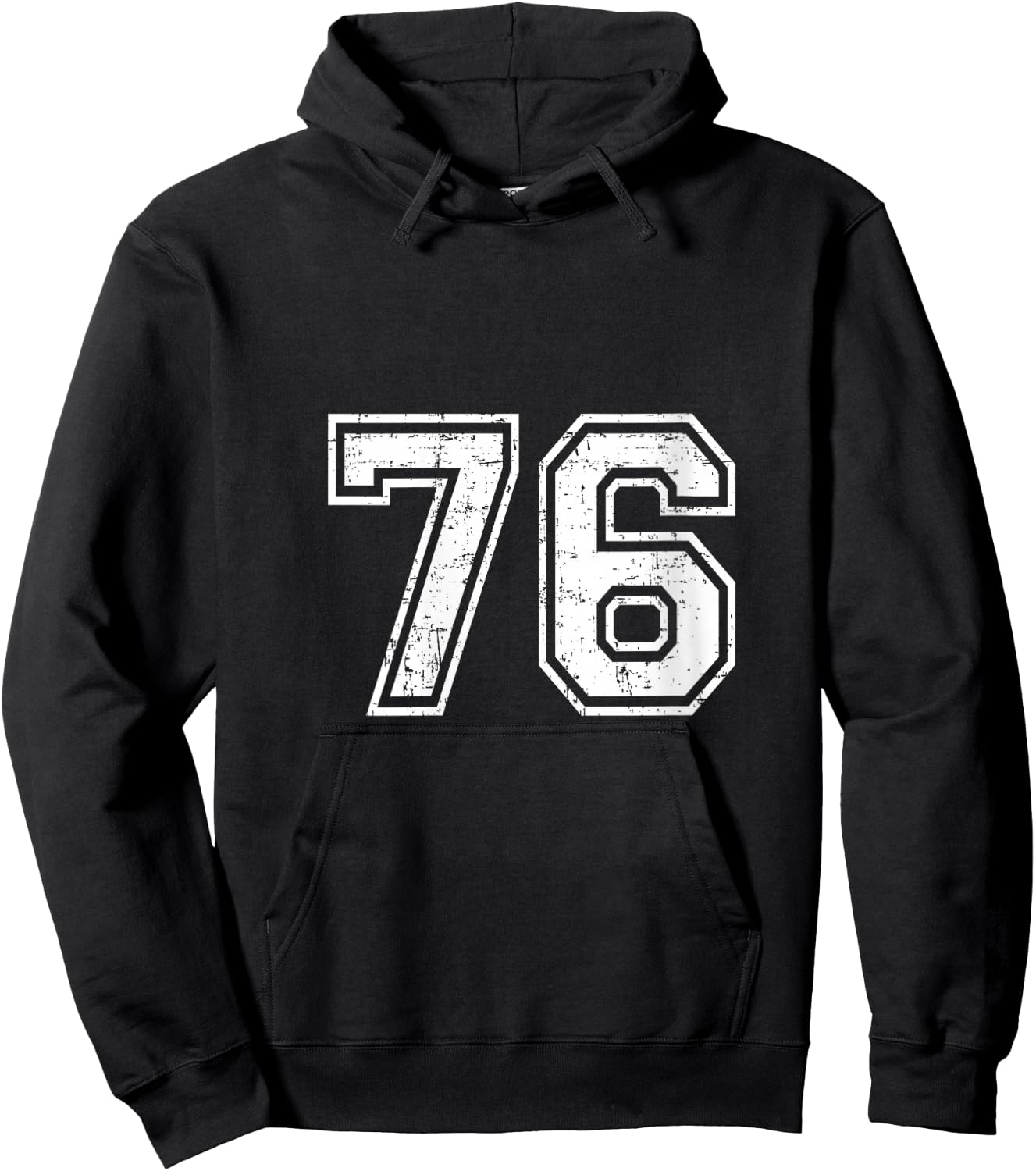 Women's 76 Number Seventy-Six Team Sports Grunge Varsity Matching V-Neck Hoodie - Hoodie | Black