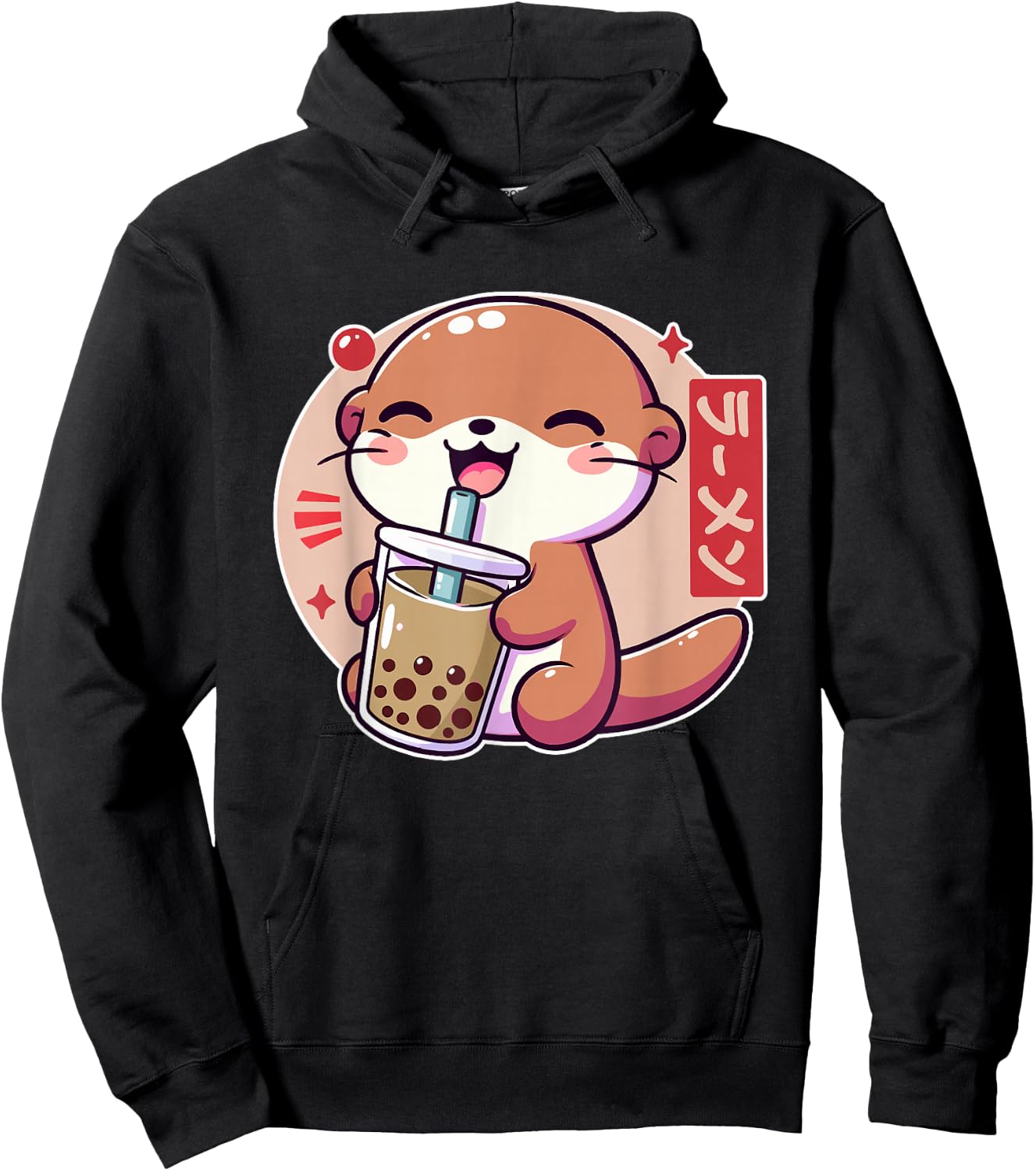 Cute Anime Otter Boba Kawaii Japanese Funny Tea Bubble Otter Hoodie - Hoodie | Black