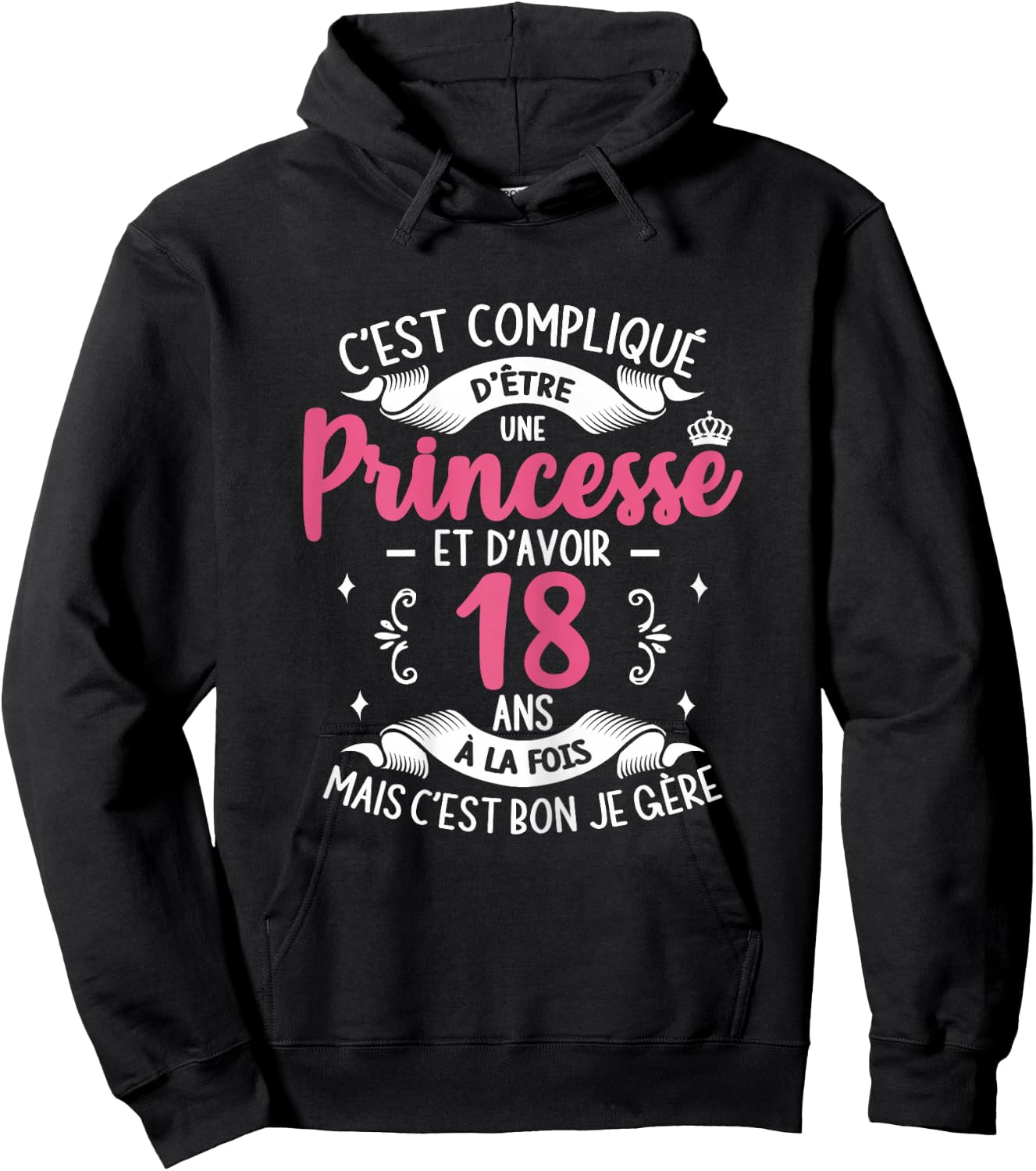 It's Complicated To Be Princess Birthday Girl 18 Years Old , Black, Female X-Small Hoodie - Hoodie | Black