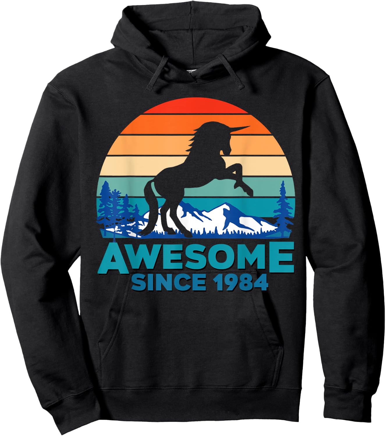 Unicorn Awesome Since 1984 Shirt 37th Birthday 37 Years Old Hoodie - Hoodie | Black