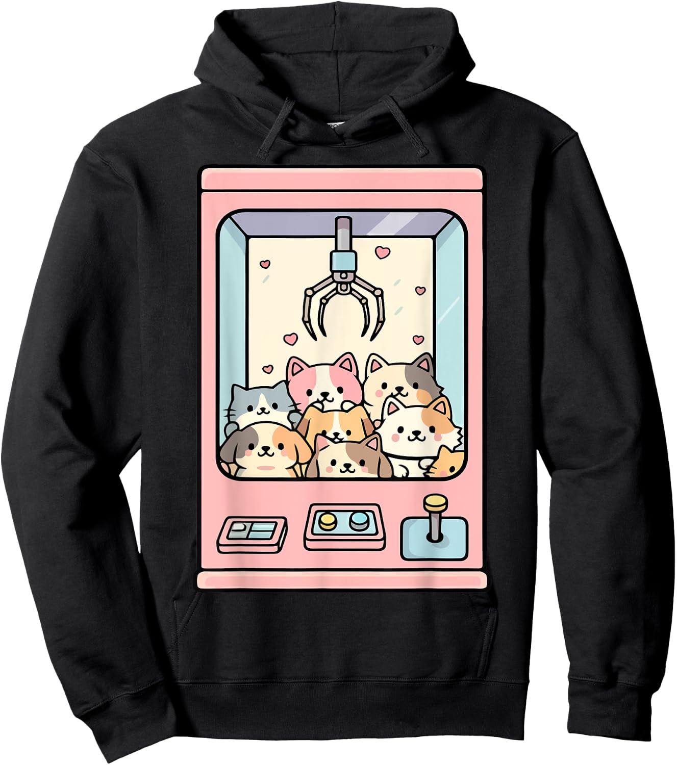 Kawaii Cat Toy Crane Claw Machine Hoodie - Hoodie | Black
