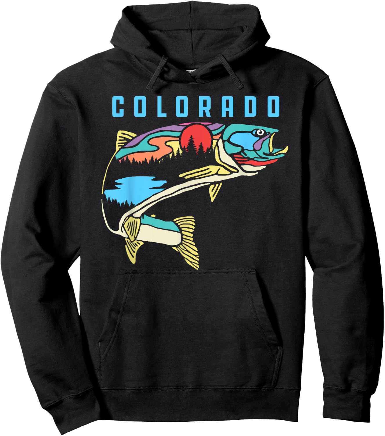 Colorado Trout Illustration Fishing Graphic Design Hoodie - Hoodie | Black