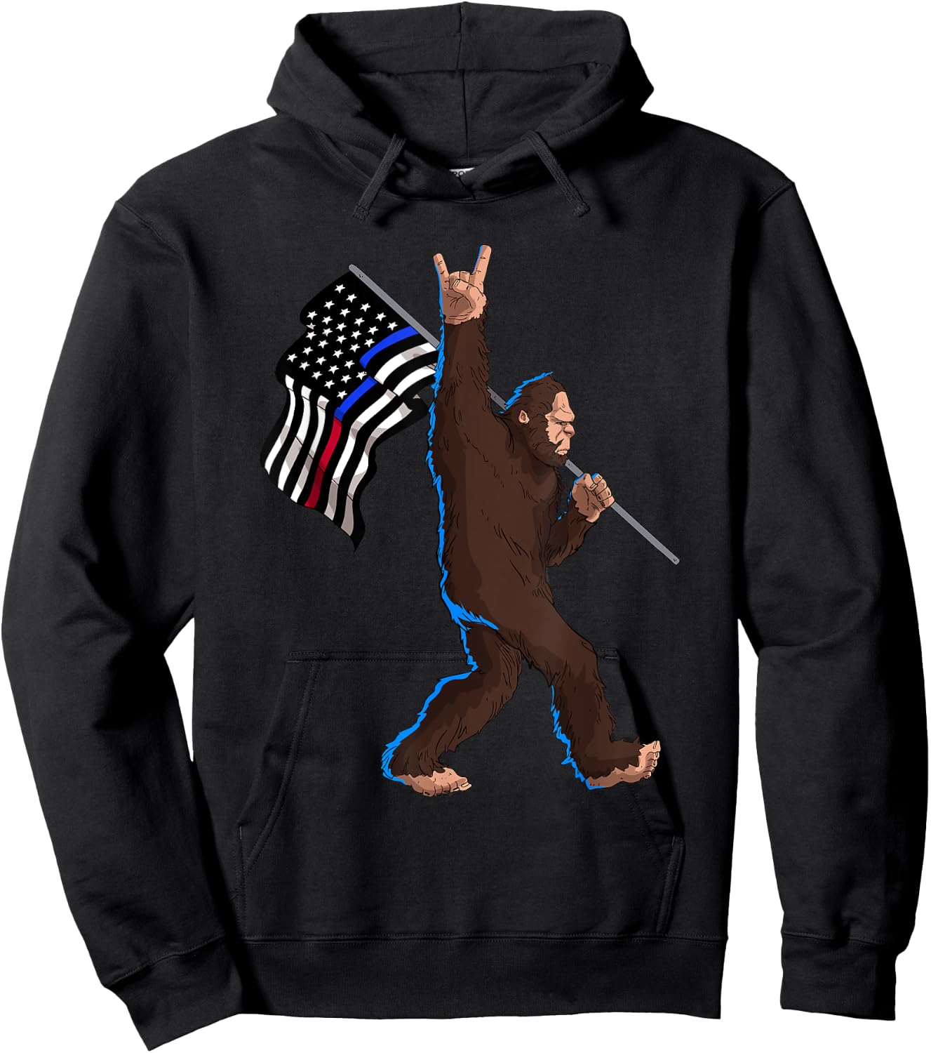 Police Fire First Responder Flag for Bigfoot Rock and Roll Hoodie - Hoodie | Black