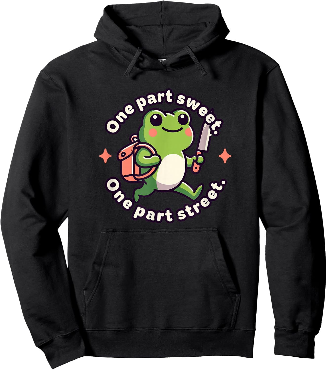 One Part Sweet One Part Street Funny Animal With Knife Frog Hoodie - Hoodie | Black