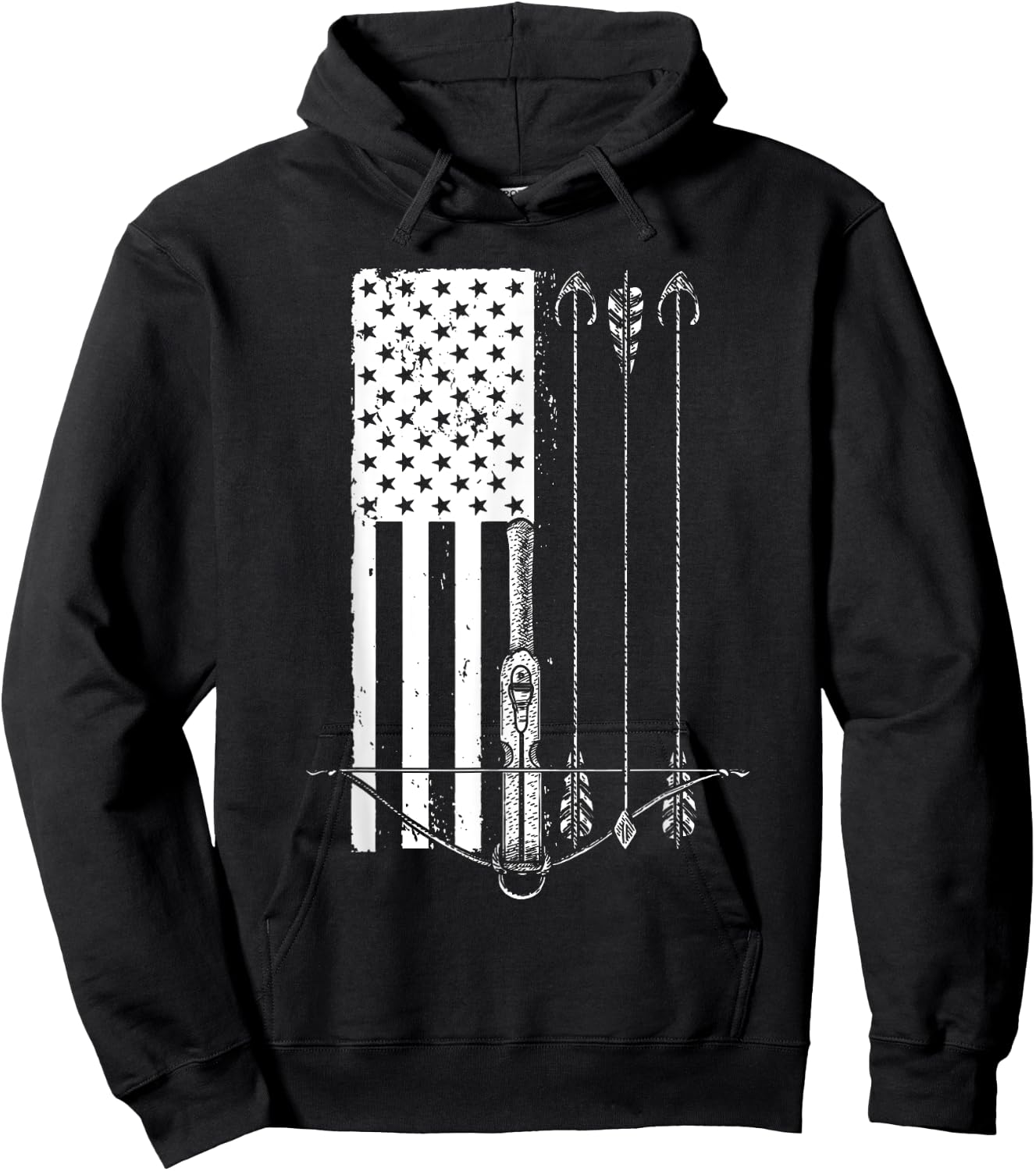 Cool Crossbow Women Arrow Bow Hunting American Flag Hoodie - Hoodie | Black