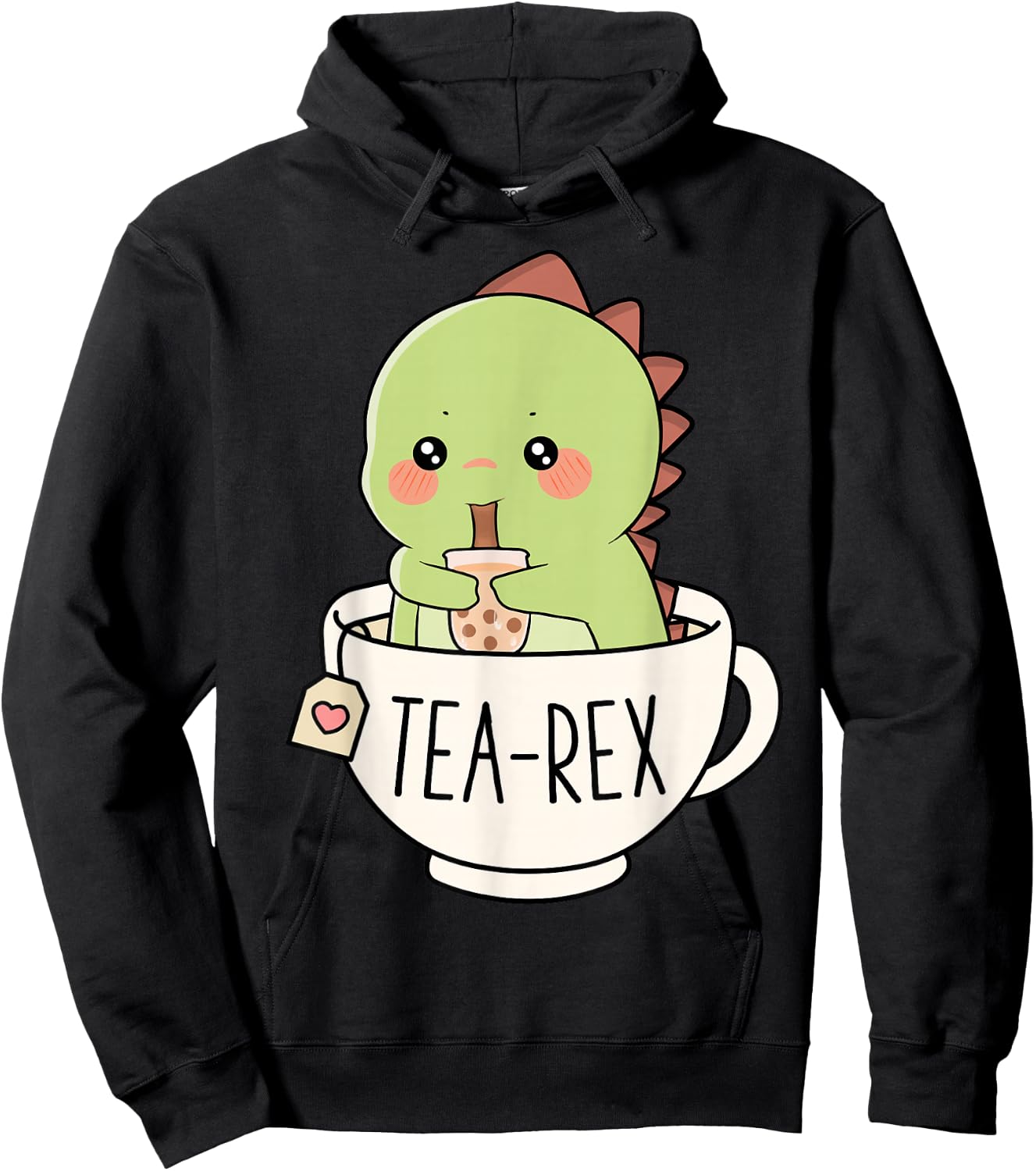 Boba Tea-Rex Süßer T-Rex Dinosaurier-Liebhaber Kawaii Lustiger Dino Pun Hoodie - Hoodie | Black