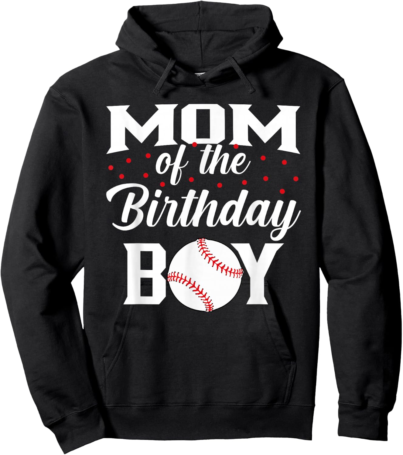 Mom of The Birthday Boy Baseball Bday Party Hoodie - Hoodie | Black