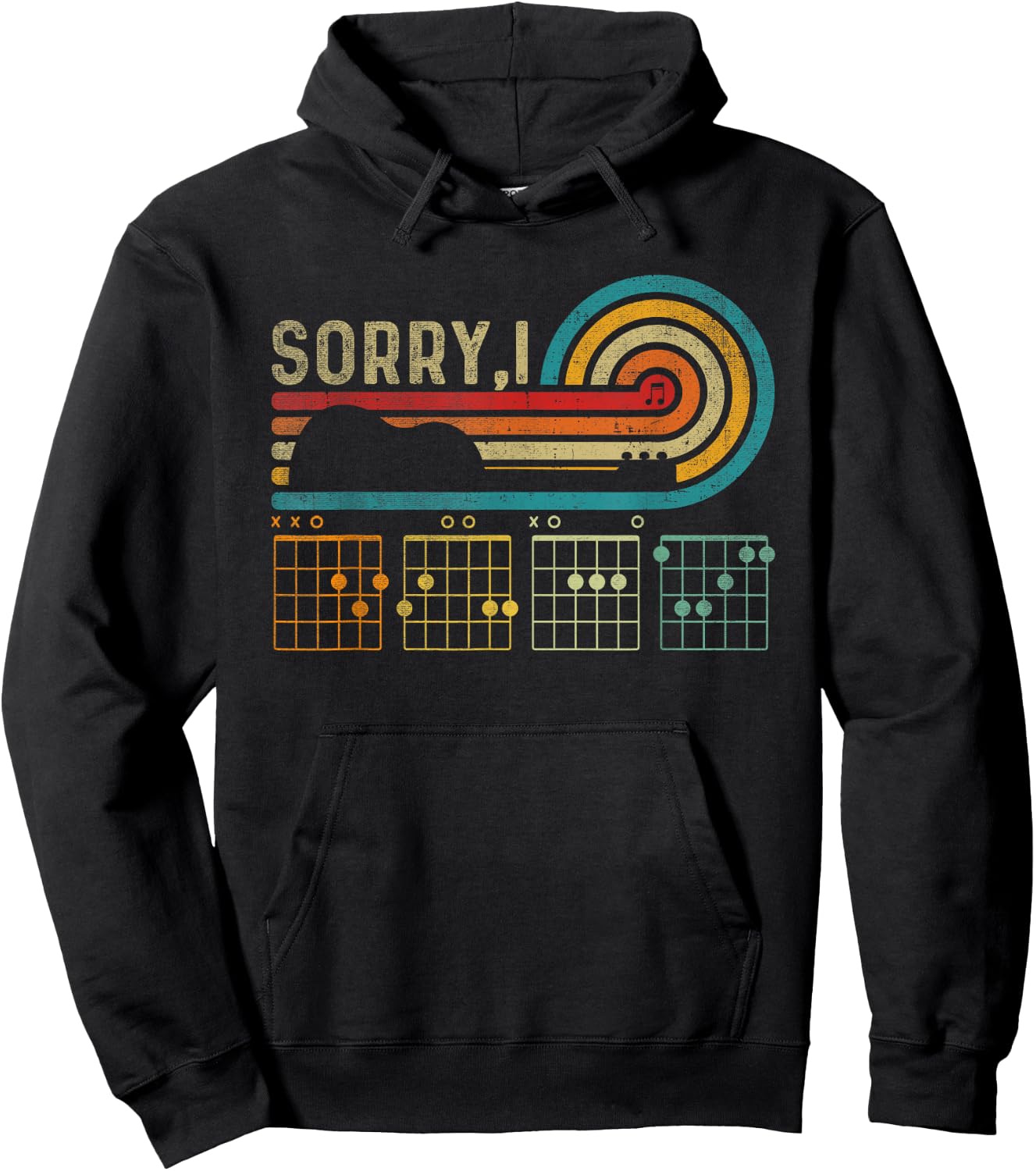 Sorry I-DGAF Hidden Message Guitar Chords Music Note Funny Hoodie - Hoodie | Black