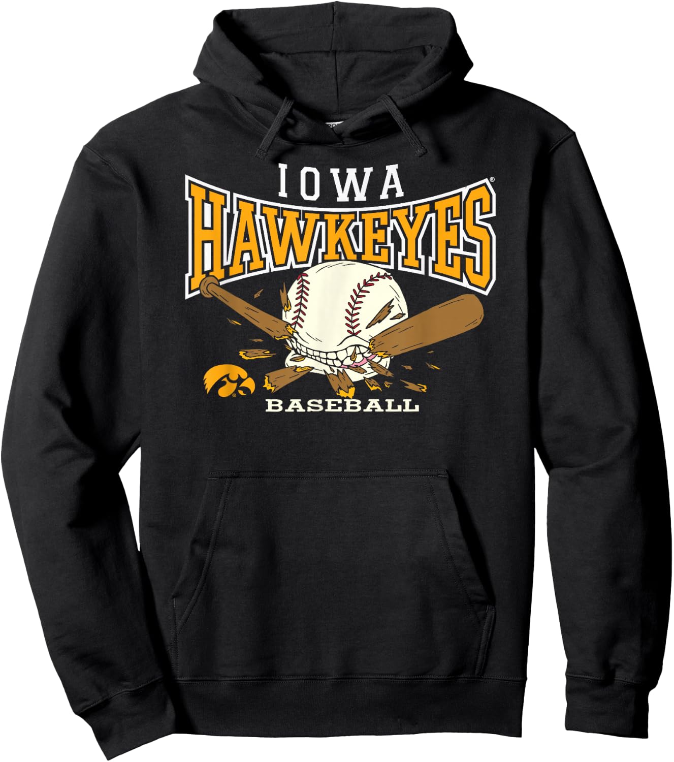 Iowa Hawkeyes Baseball Bite Black Officially Licensed Hoodie - Hoodie | Black