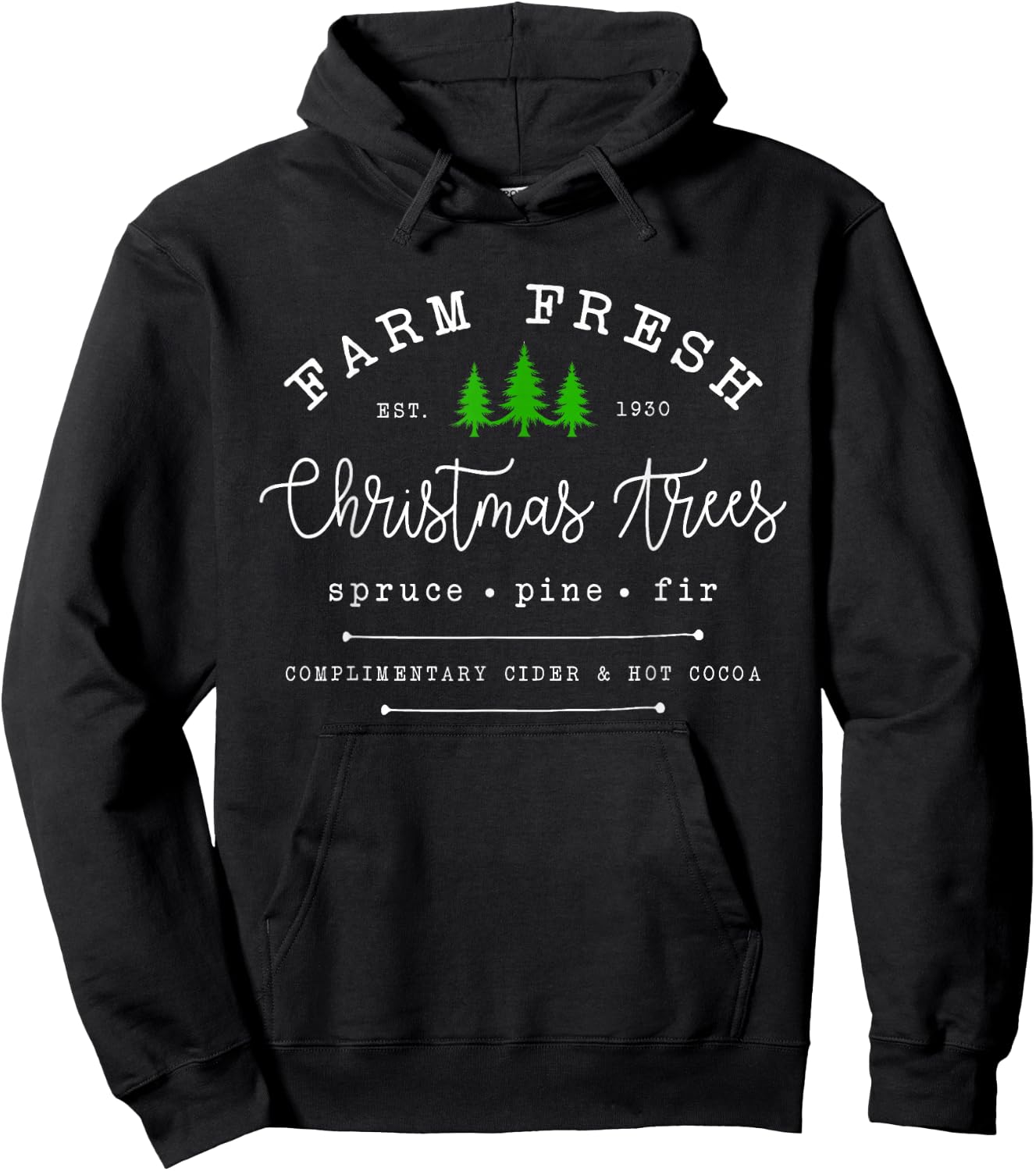 Farm Fresh Xmas Tree, Pine Retro Vintage Graphic Christmas Hoodie - Hoodie | Black