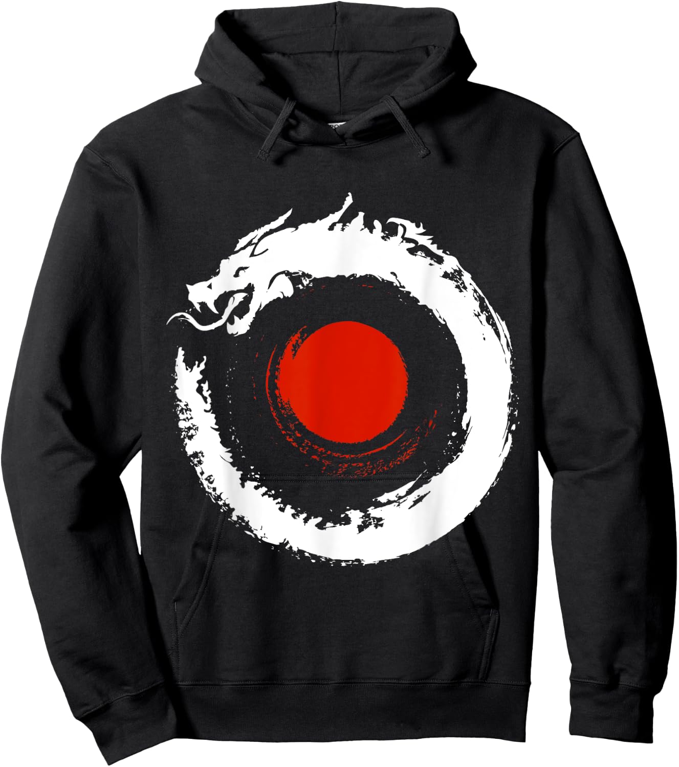 Dragon In Japanese Zen Buddhist Enso Circle Hoodie - Hoodie | Black