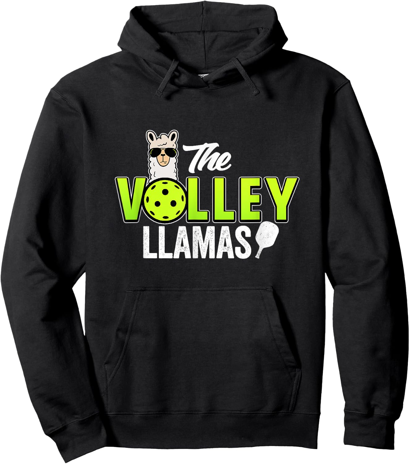 The Volley LLamas comic style llama pickle ball team Hoodie - Hoodie | Black