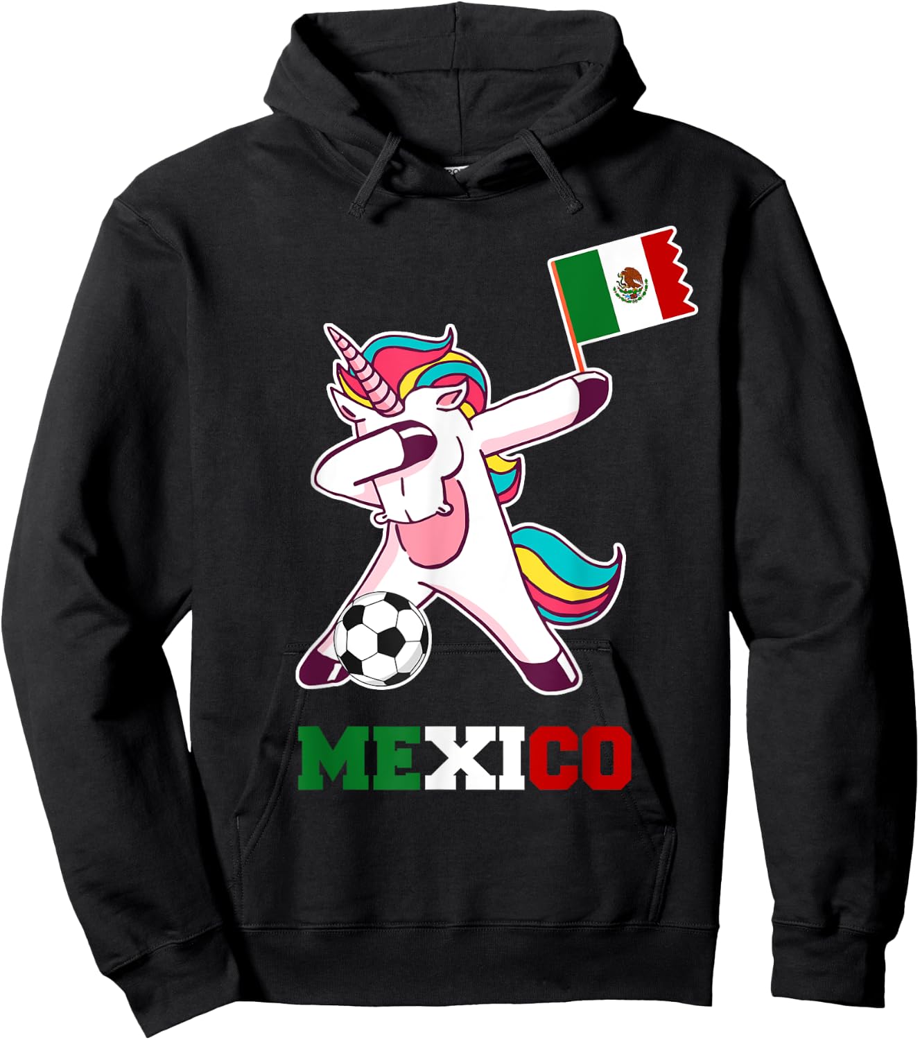 Mexico Soccer Shirt Dabbing Unicorn Mexican Flag Hoodie - Hoodie | Black