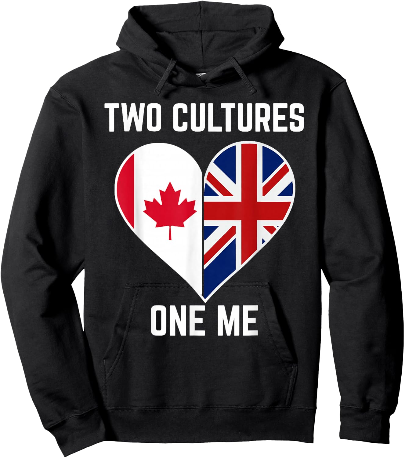 Half Canadian Half British Heart Canada Union Jack Flag UK Hoodie - Hoodie | Black