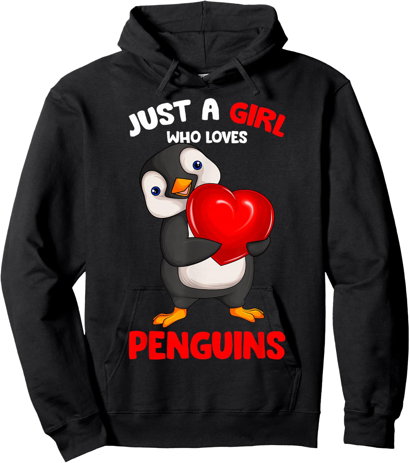 Just a Girl who loves Penguins Kids Girls Penguin Hoodie - Hoodie | Black