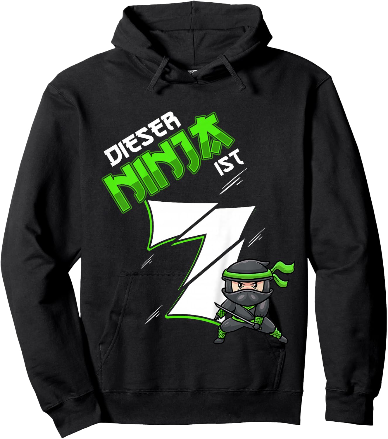 Children's Seventh Birthday Boy 7 Years Old 7 Year Old Ninja , black Hoodie - Hoodie | Black