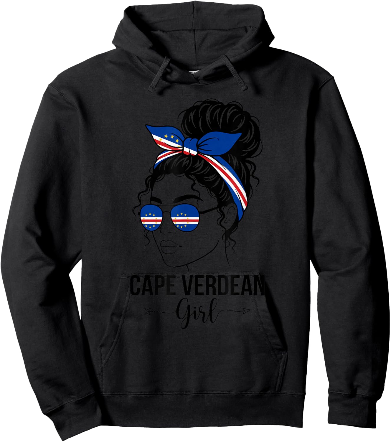 Cape Verdean Girl African Pride Flag Love Cape Verde Hoodie - Hoodie | Black