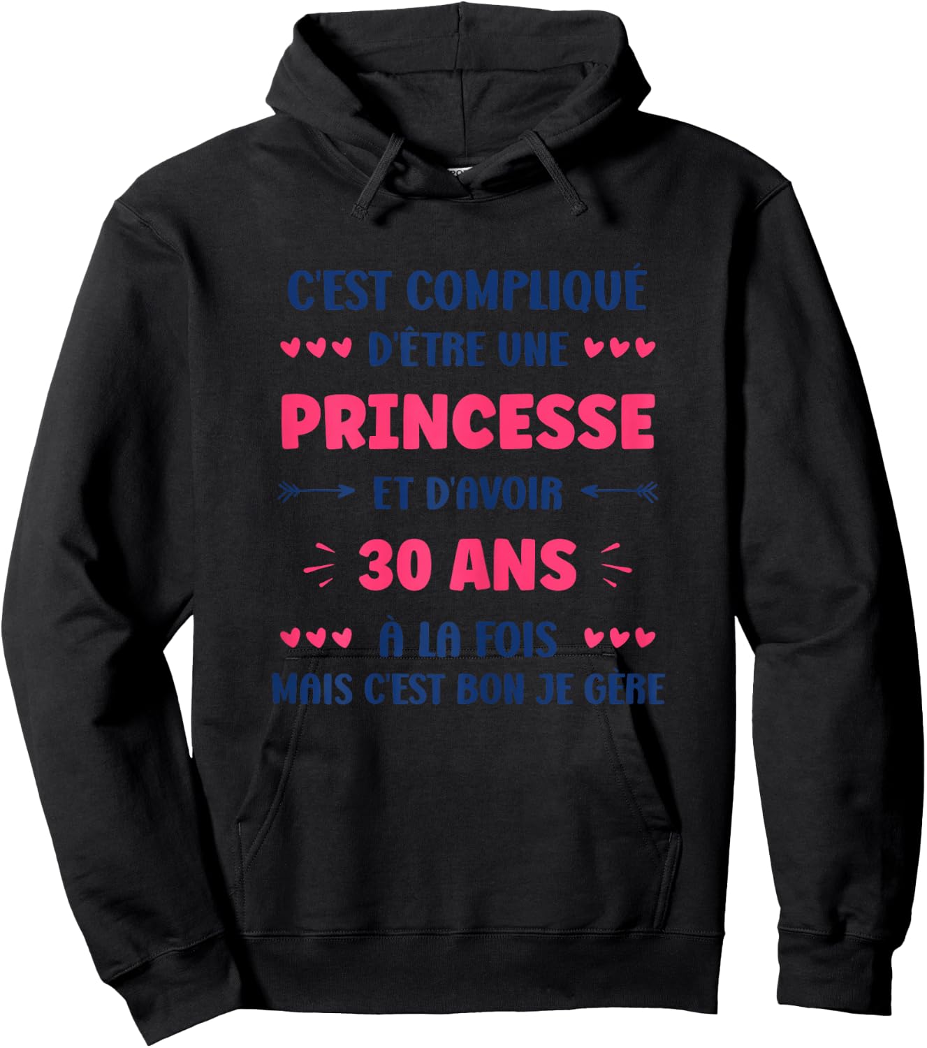 Funny Woman 30 Years Princess Birthday 30 Years , white Hoodie - Hoodie | Black