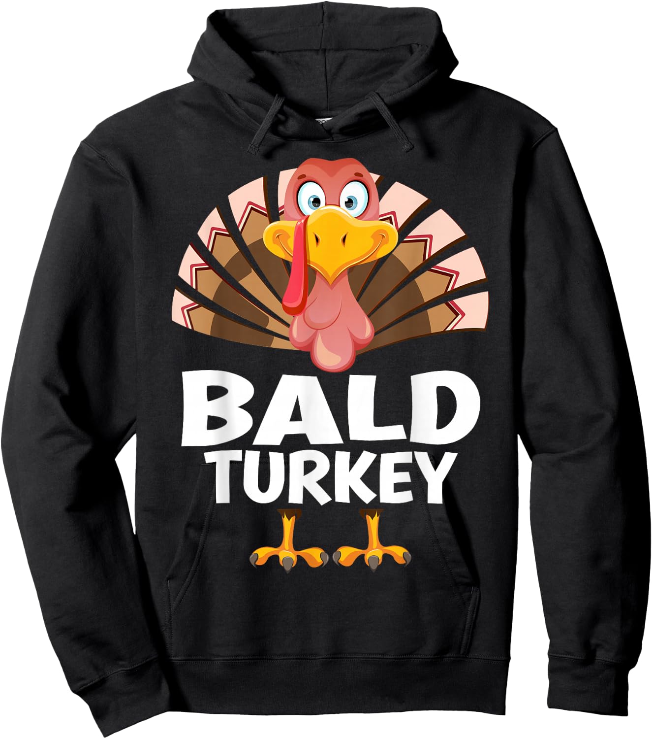 Thanksgiving Bald Turkey Matching Pajama Hoodie - Hoodie | Black