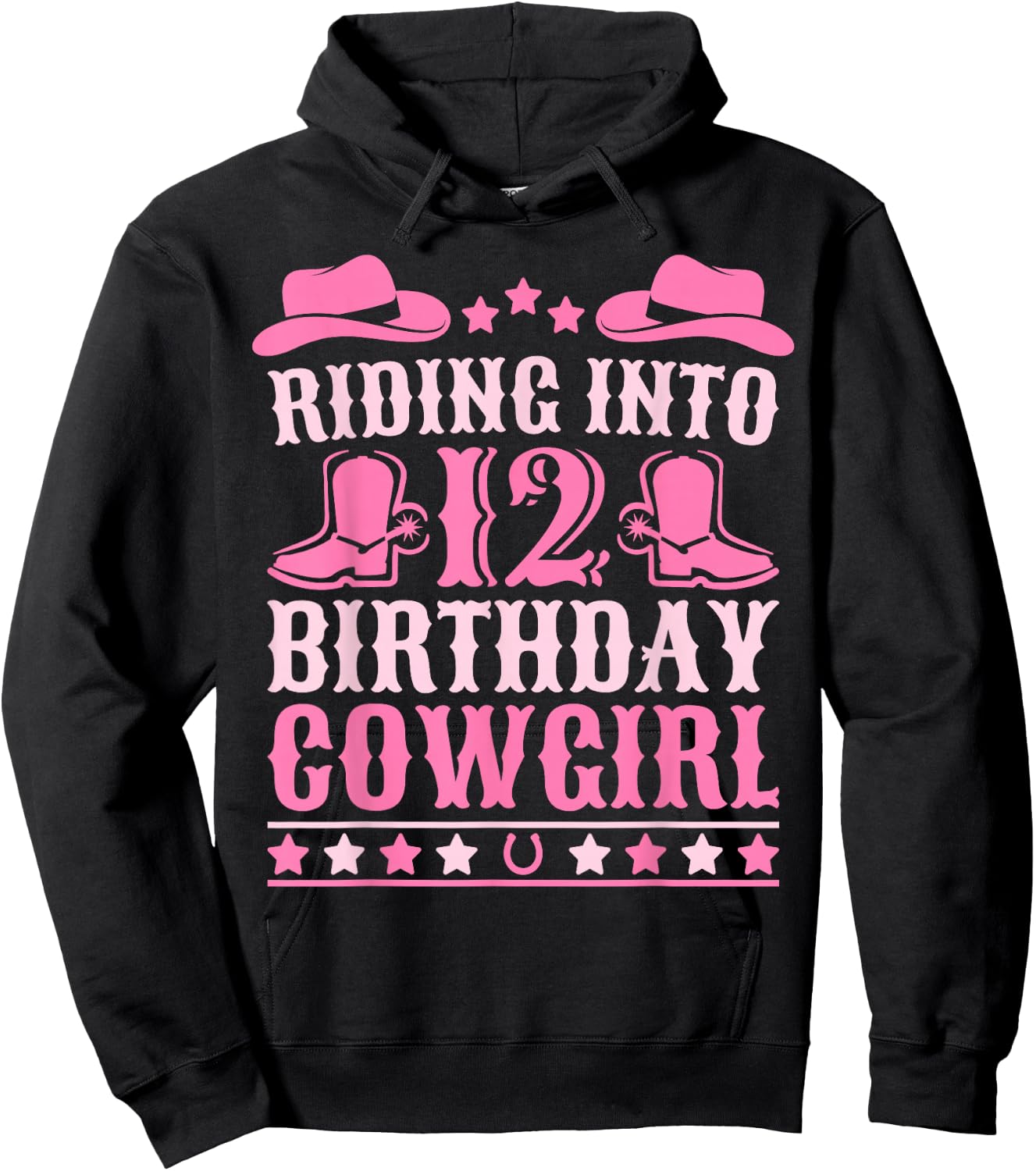 12yr Birthday Cowgirl Outfit 12 Year Old Girl 12th Birthday Hoodie - Hoodie | Black