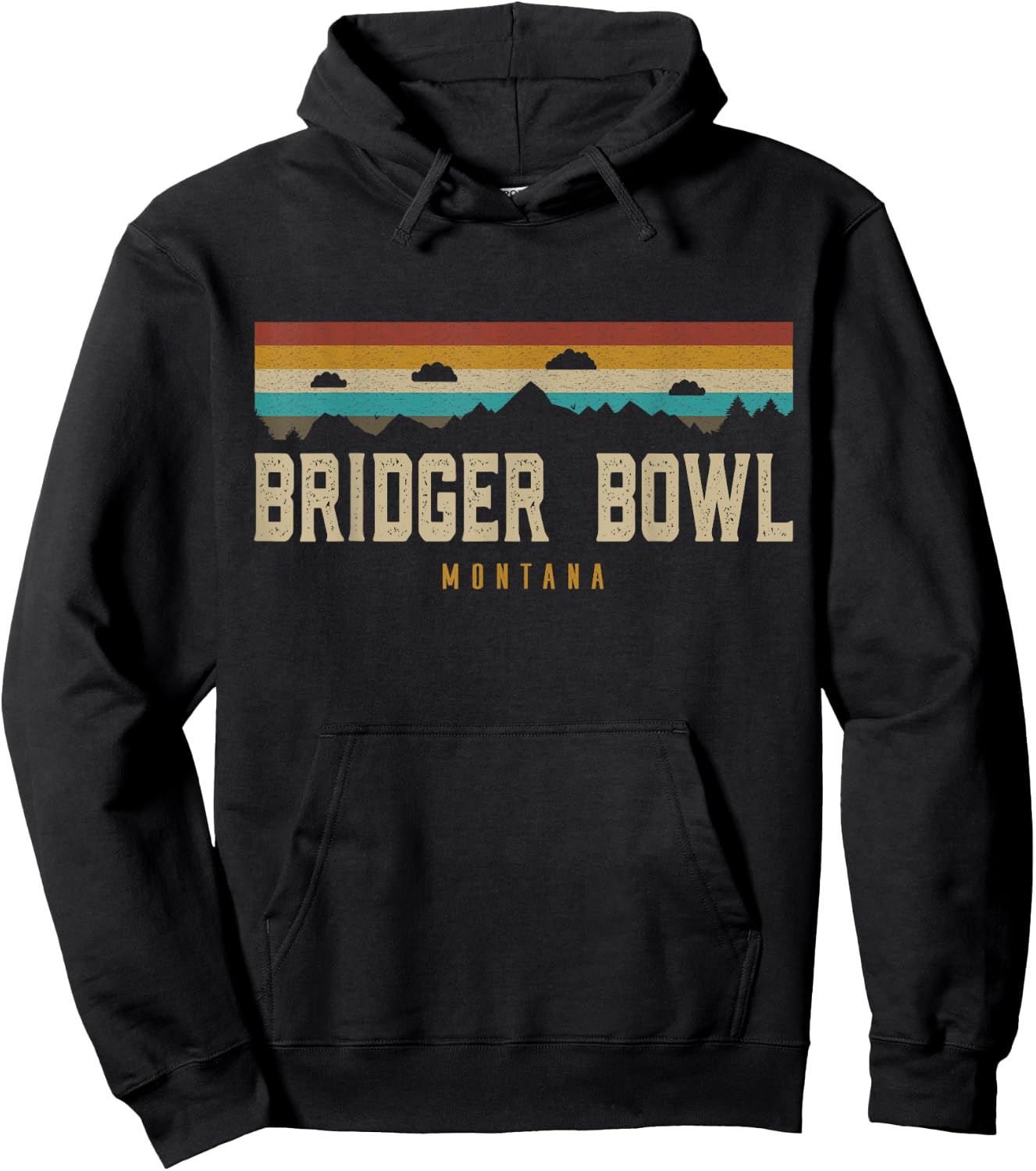 Bridger Bowl Vintage Mountains Hiking Camping Montana Retro Hoodie - Hoodie | Black
